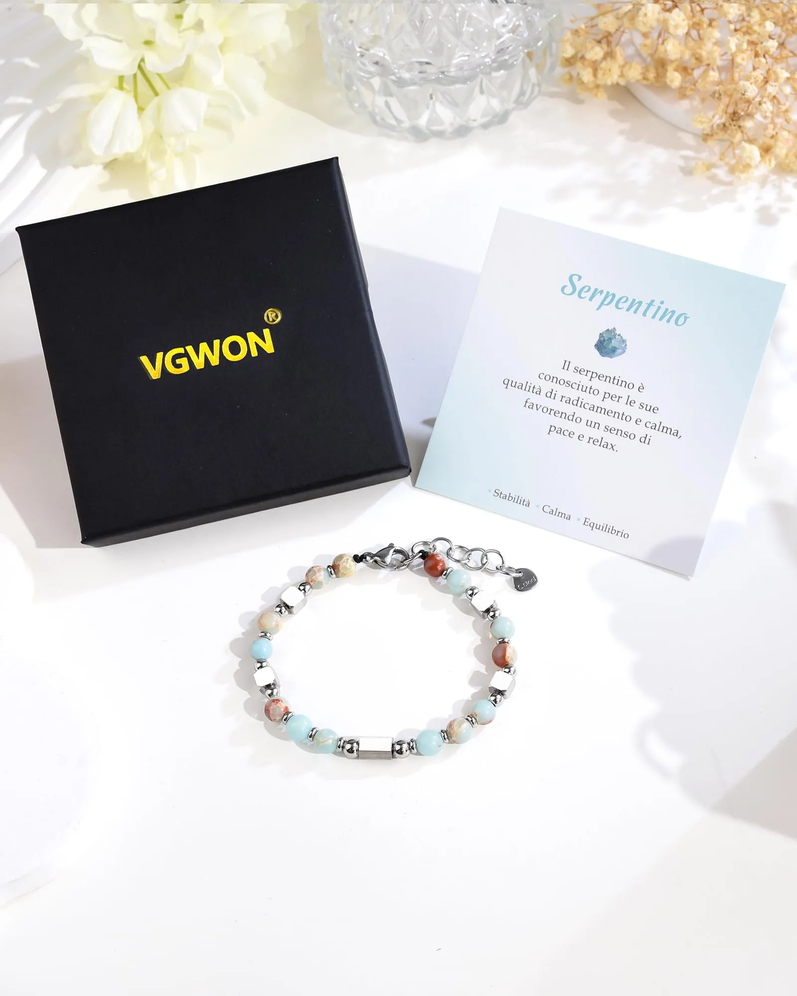 VGWON Bracciale Donna Regalo Donna Compleanno Bracciale Pietre Naturali - immagine 6