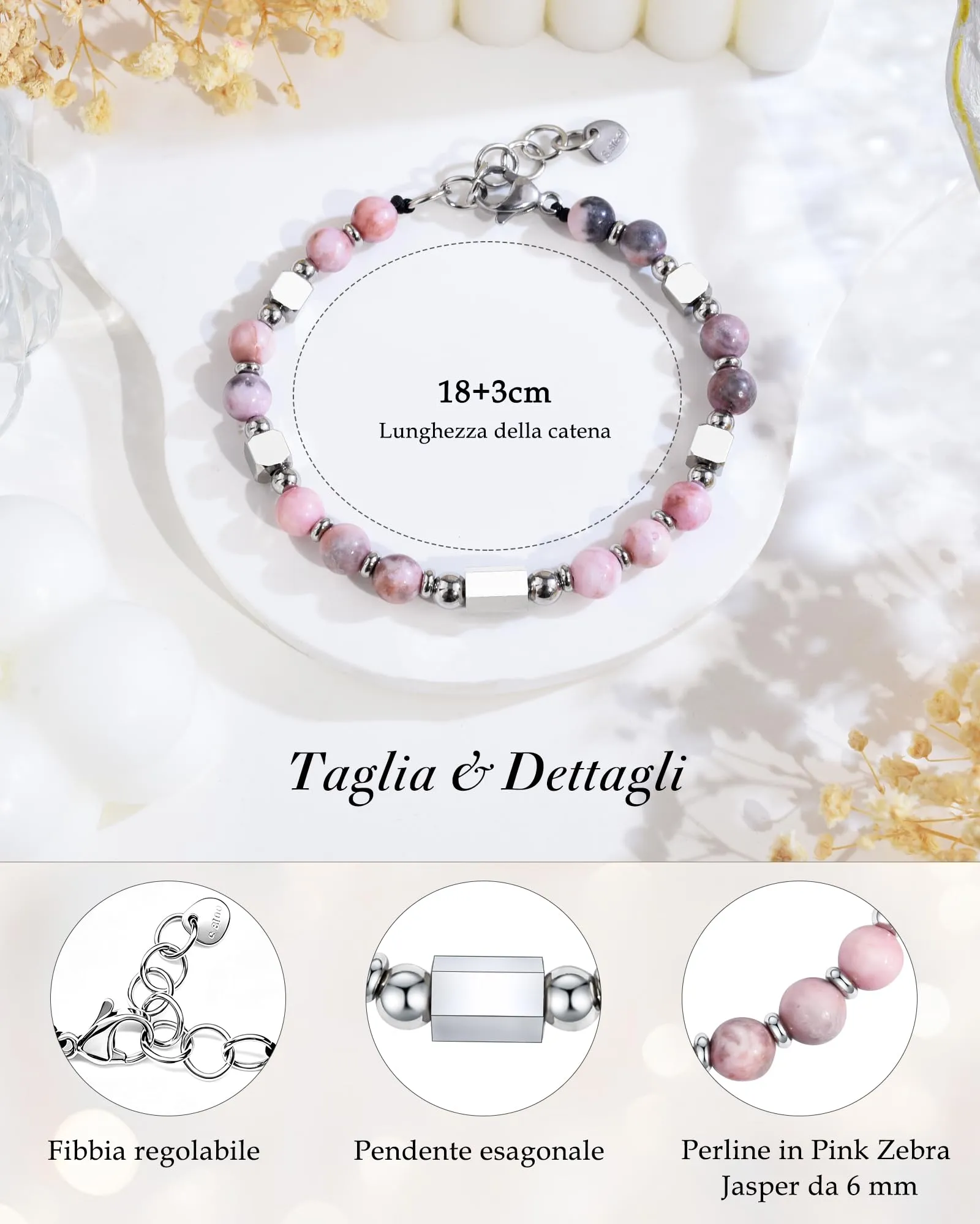 VGWON Bracciale Donna Regalo Donna Compleanno Bracciale Pietre Naturali - immagine 4