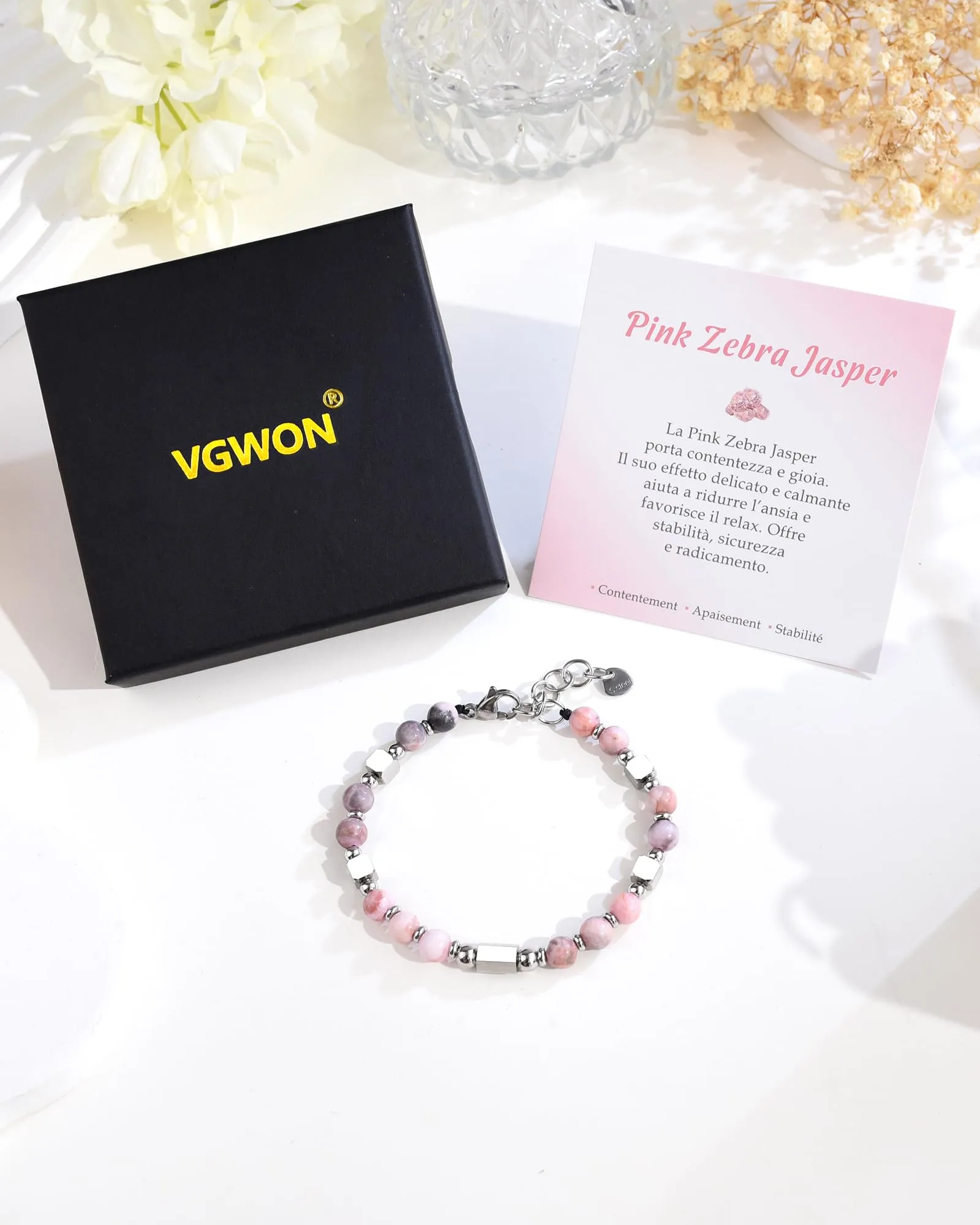VGWON Bracciale Donna Regalo Donna Compleanno Bracciale Pietre Naturali - immagine 6