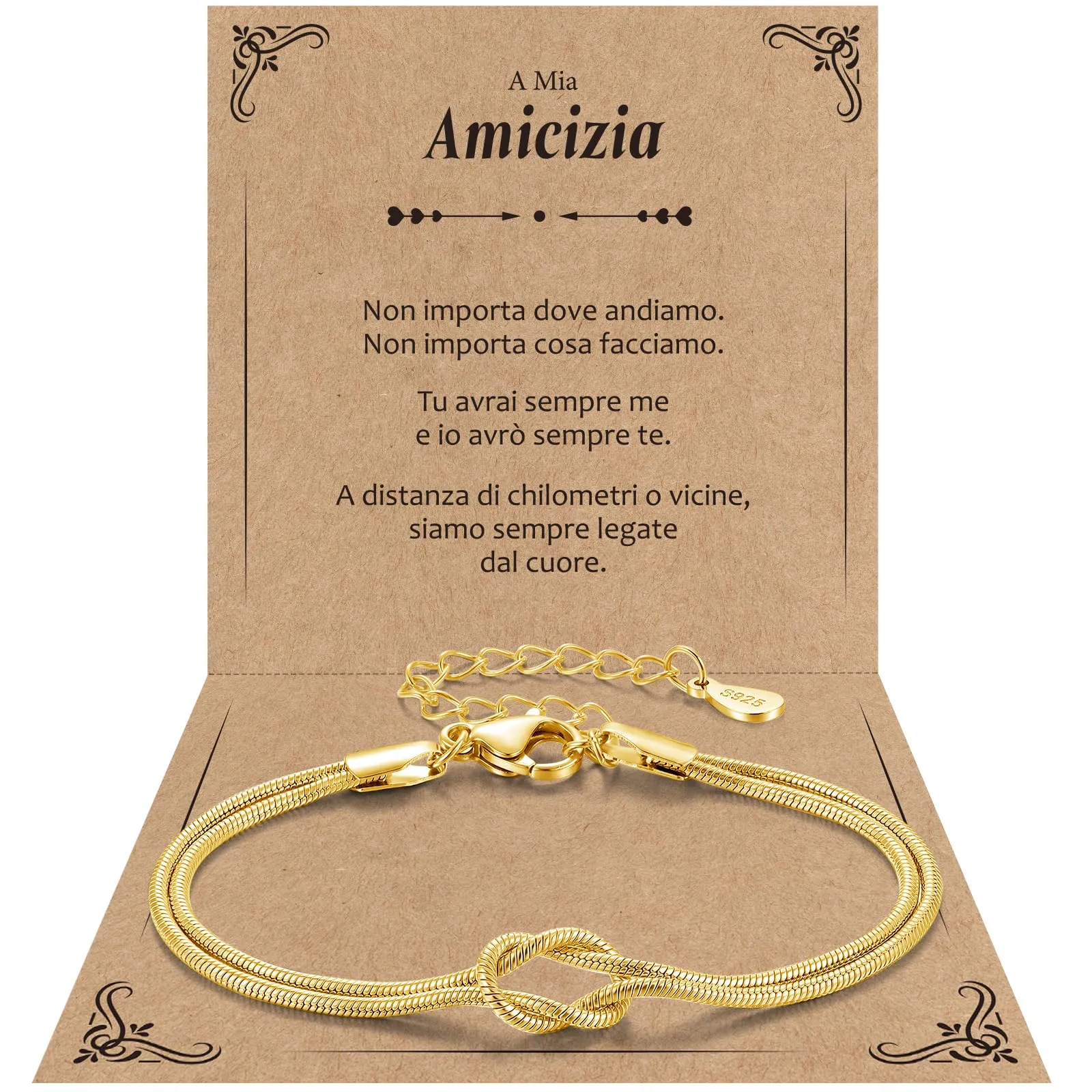 Bracciale Amicizia, Nodo Bracciale Argento 925, Regalo Donna Compleanno - immagine 1
