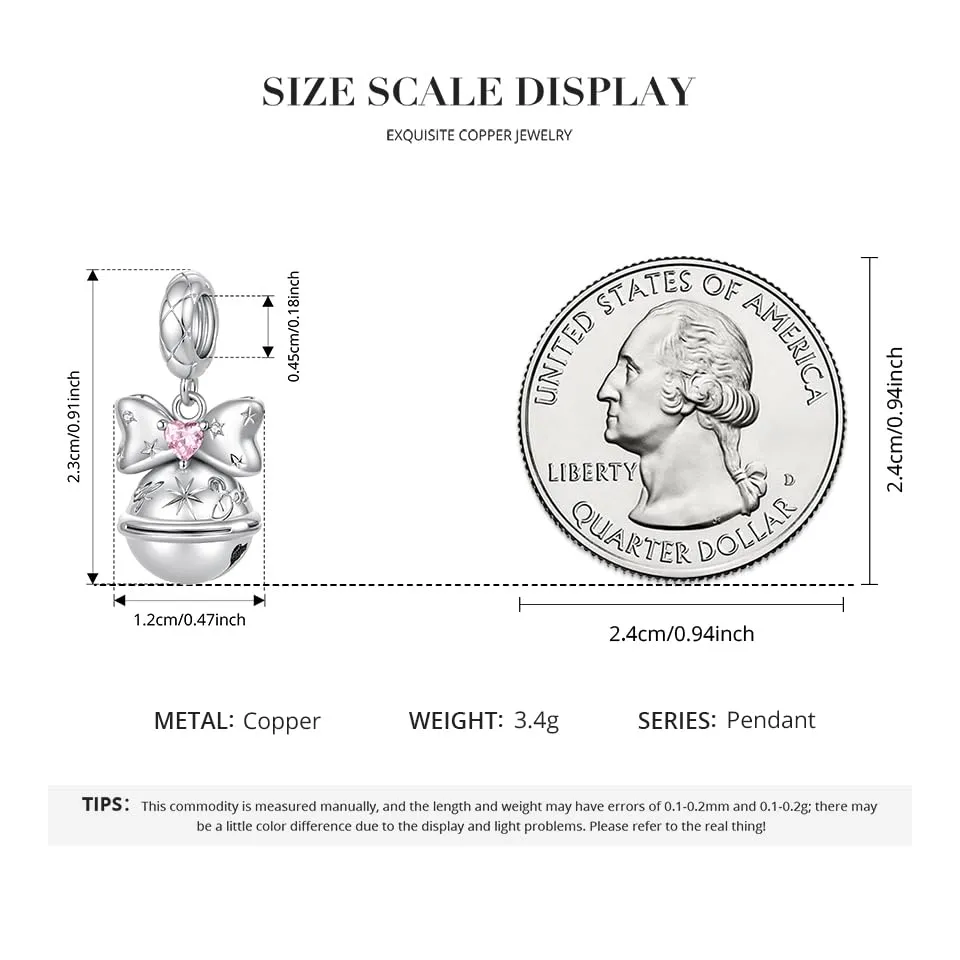 SOUTHPLUS Ciondolo in argento Sterling 925 con zirconia cubica 5A, con confezione regalo, adatto per braccialetti europei, idea regalo per donne, Piccolo, In argento Sterling 925, Zirconia cubica - immagine 4