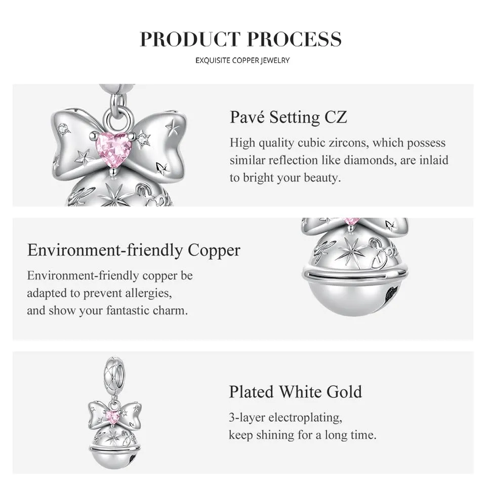 SOUTHPLUS Ciondolo in argento Sterling 925 con zirconia cubica 5A, con confezione regalo, adatto per braccialetti europei, idea regalo per donne, Piccolo, In argento Sterling 925, Zirconia cubica - immagine 5