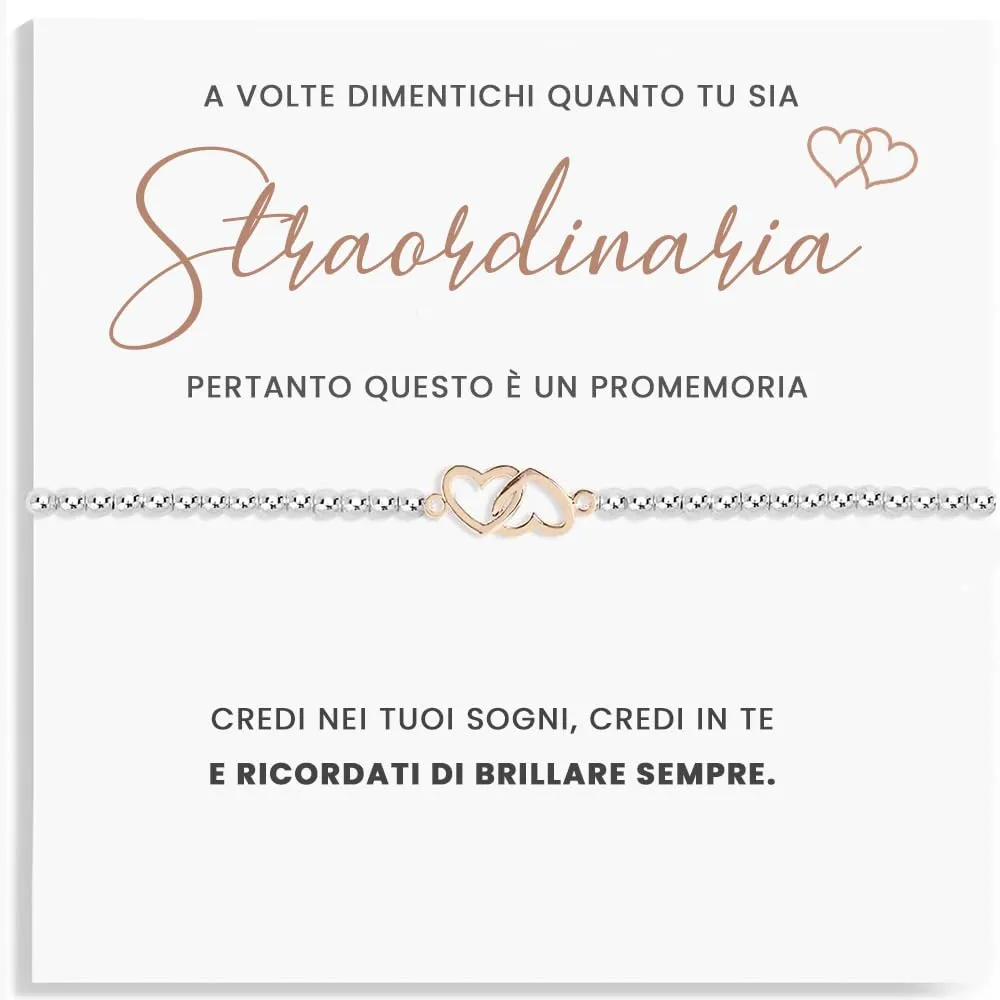 TESORELLA Regalo Donna Originale, Bracciale con Cuori Intrecciati e Dedica in Scatolina, Regali per Lei, Collega di Lavoro, Cugina, Figlioccia, Idee Regalo Compleanno Donna, Braccialetto Natale - immagine 1