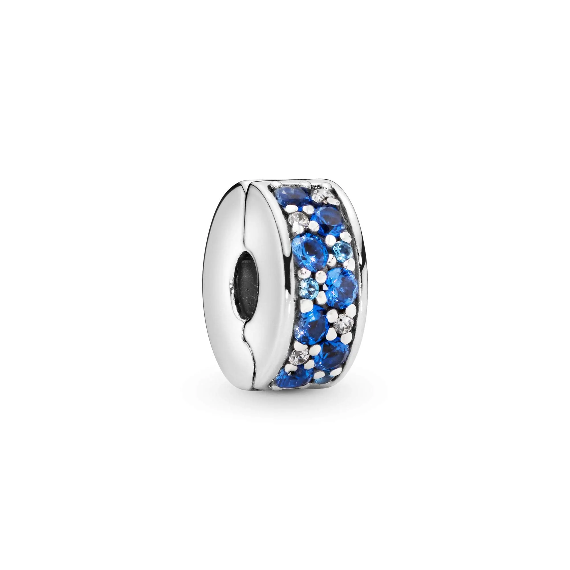 PANDORA Colours Clip in argento con pavé con zirconia cubica verde acqua e impugnatura in silicone, blu - immagine 2