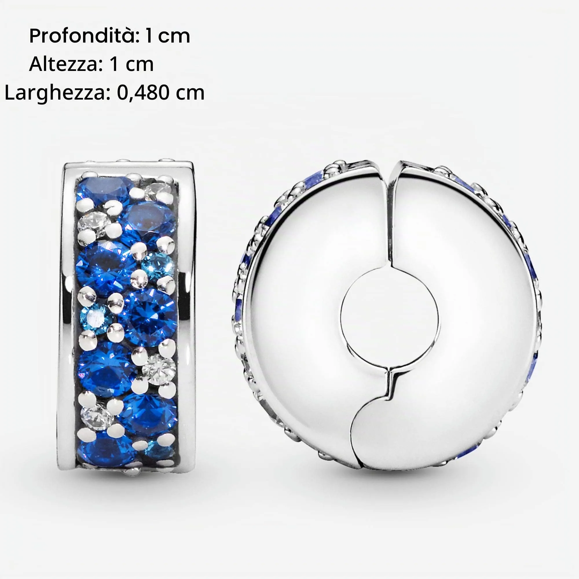 PANDORA Colours Clip in argento con pavé con zirconia cubica verde acqua e impugnatura in silicone, blu - immagine 5
