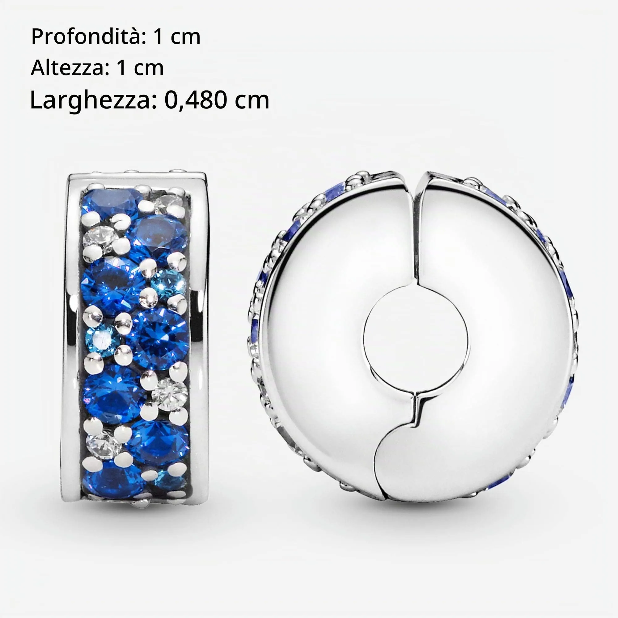 PANDORA Colours Clip in argento con pavé con zirconia cubica verde acqua e impugnatura in silicone, blu - immagine 6