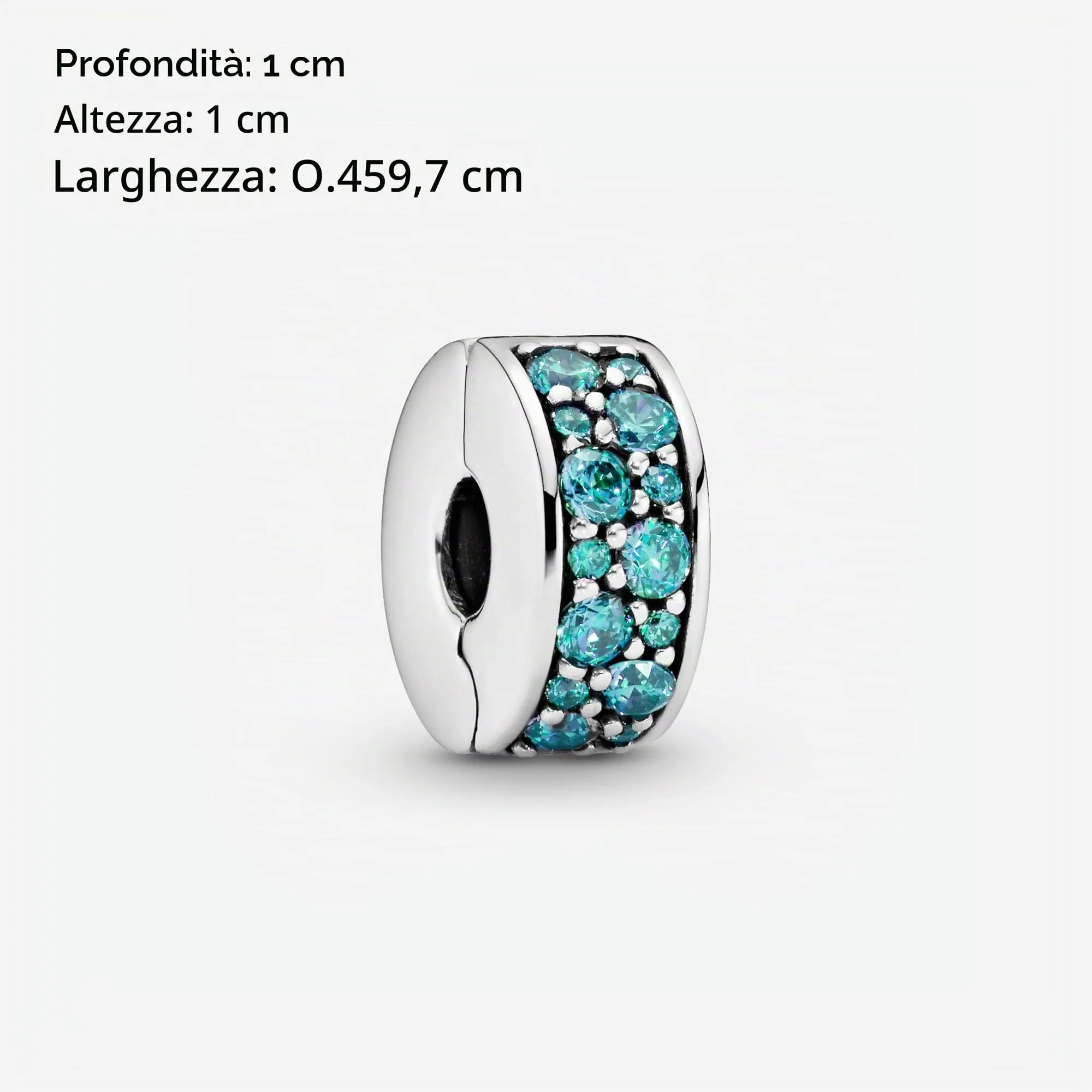 PANDORA Colours Clip in argento con pavé di zirconia cubica verde acqua e impugnatura in silicone, verde acqua - immagine 6