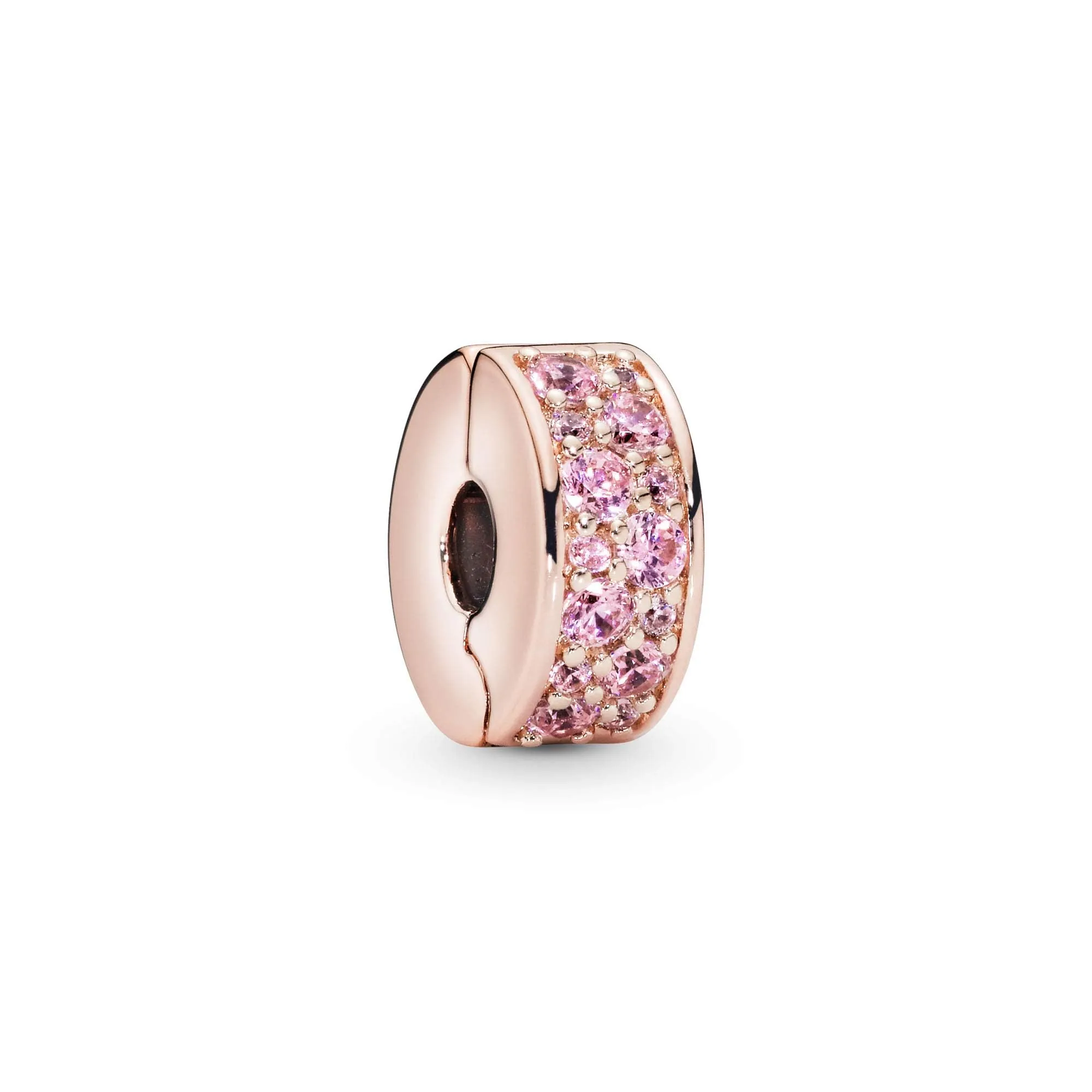 PANDORA Colours Ciondolo a clip con pavé placcato in oro rosa 14k con zirconia cubica rosa e impugnatura in silicone - immagine 2