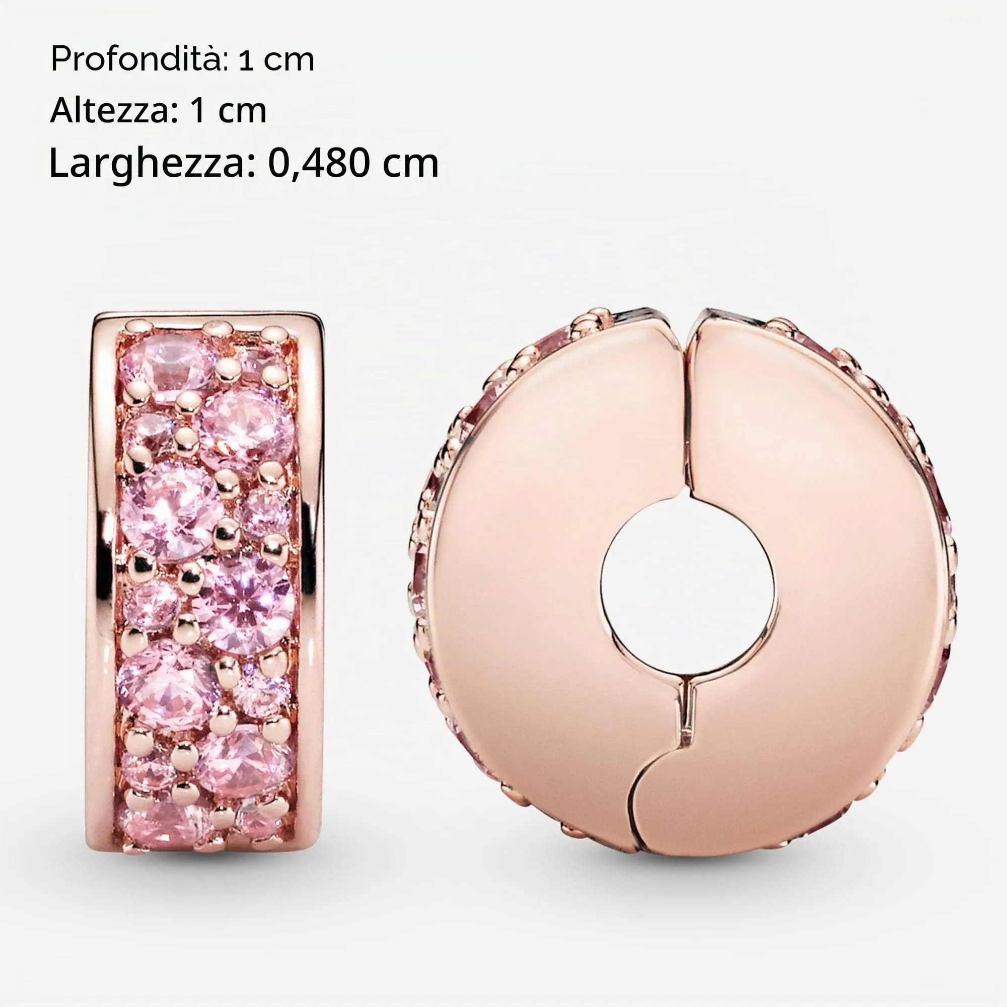 PANDORA Colours Ciondolo a clip con pavé placcato in oro rosa 14k con zirconia cubica rosa e impugnatura in silicone - immagine 6