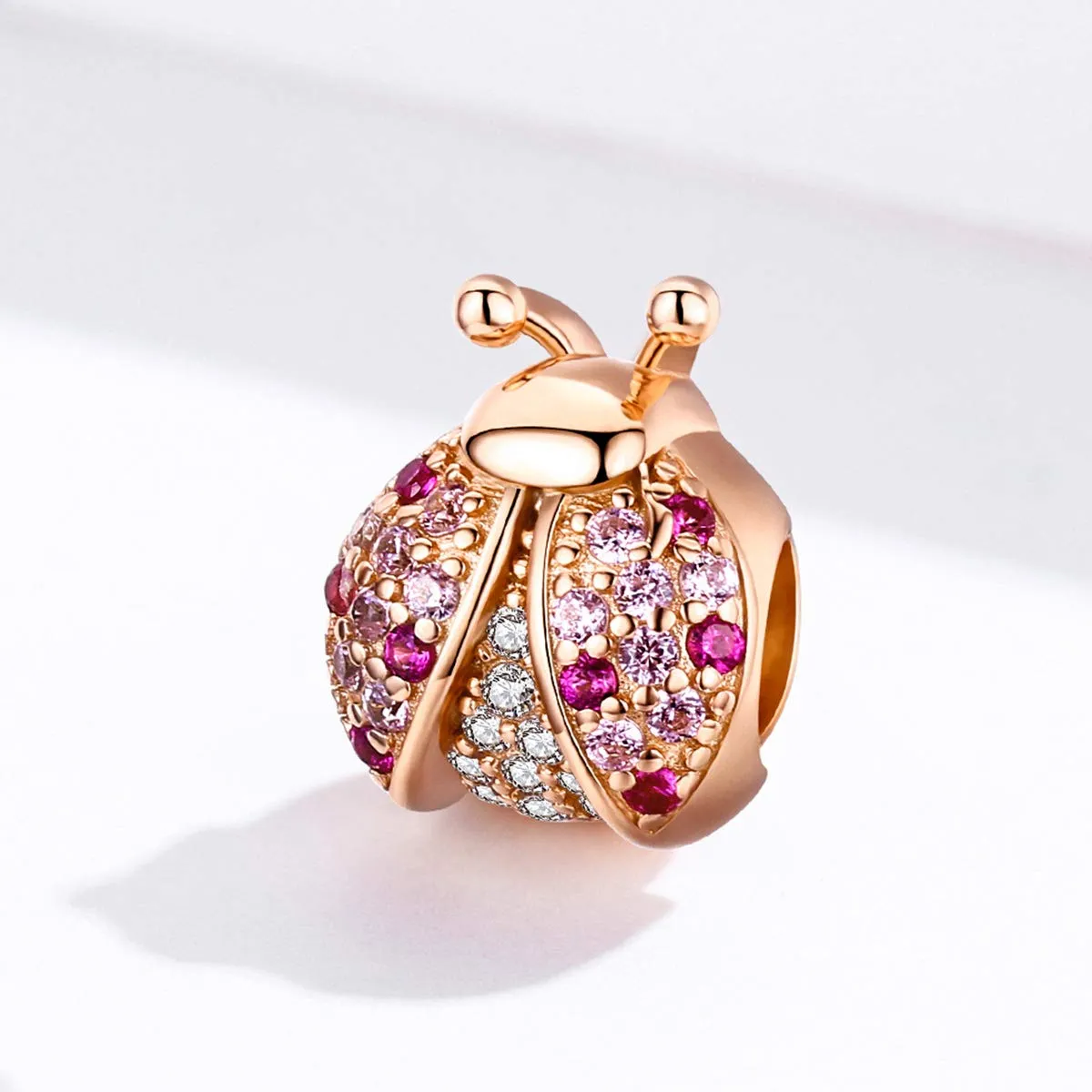 Ciondolo a forma di coccinella, ideale per un regalo di compleanno, compatibile con braccialetti Pandora, in argento Sterling 925, colore oro rosa - immagine 3