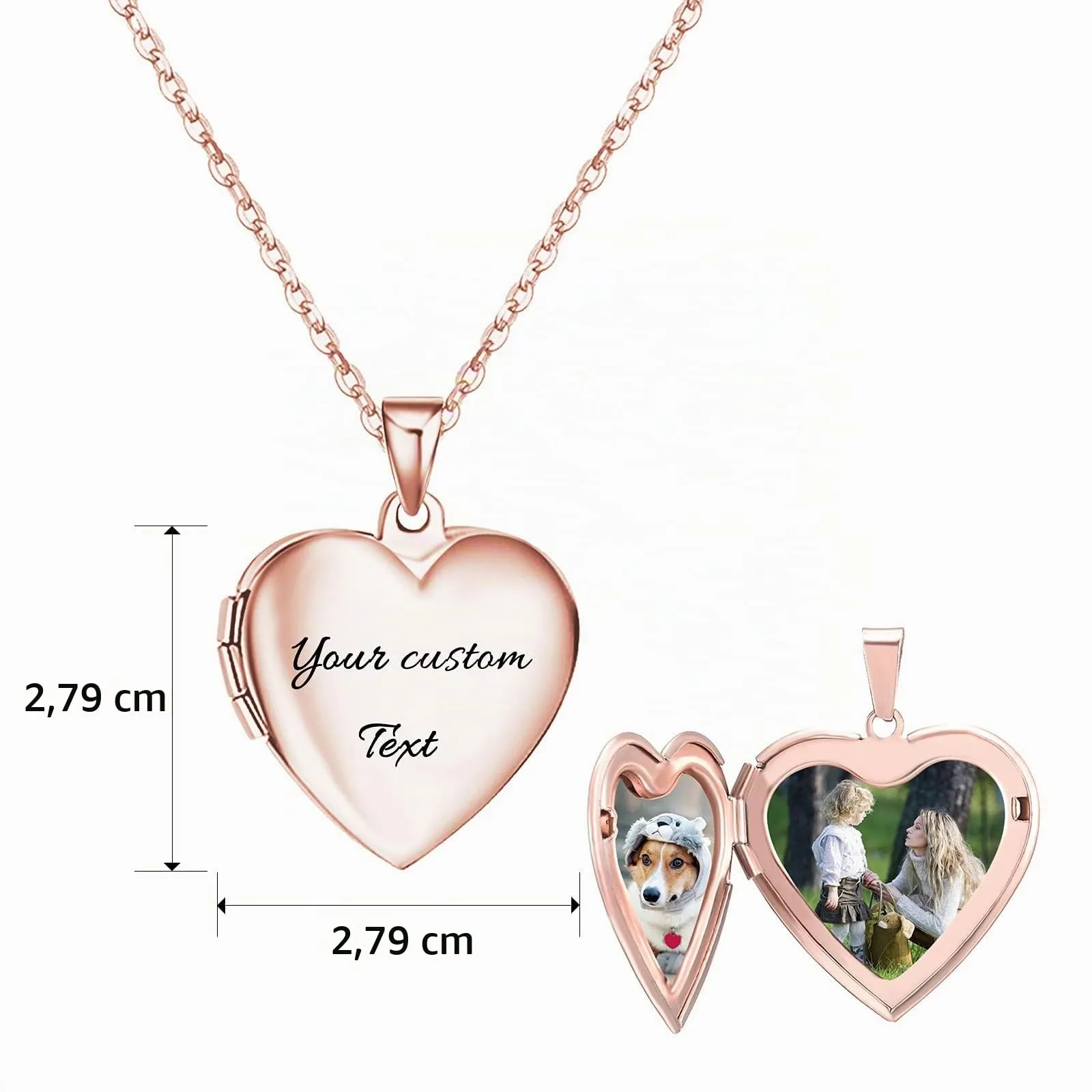 RWQIAN Collana di Foto Personalizzata per le Donne Ragazze Coppia in Acciaio Inossidabile Cuore oro rosa Locket Portafoto Pendente Incisione Testo Collane Gioielli - immagine 4