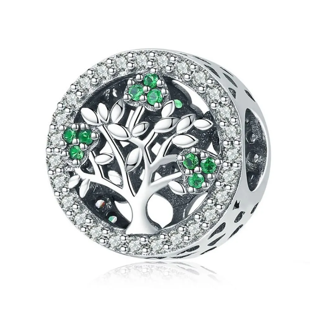 Annmors Jewelry Blue Family Tree Charm Donna Argento Ciondolo a Forma di,in Argento Sterling 925,Compatibile con Braccialetti e Collane Europei - immagine 1