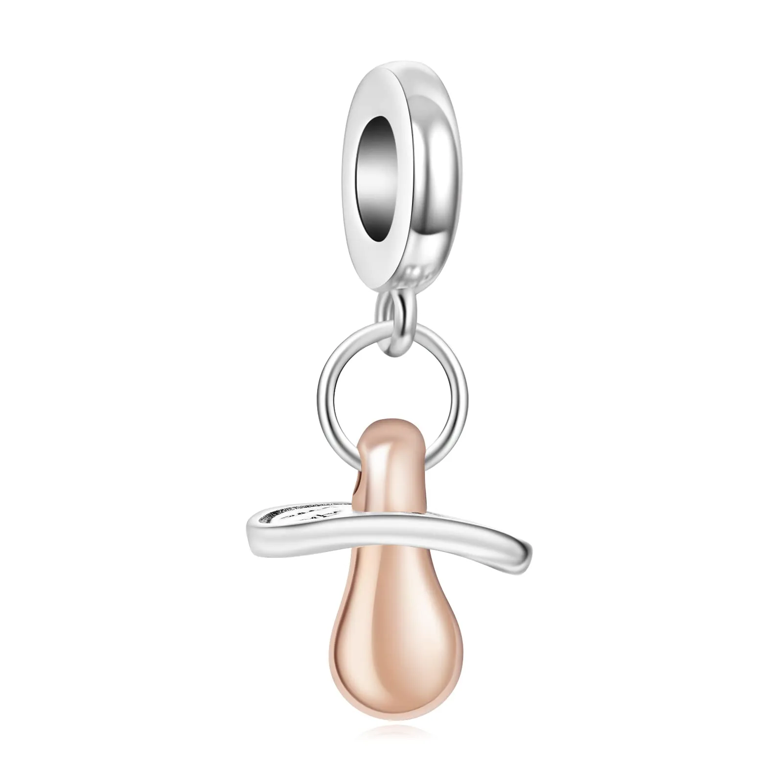 Annmors Jewelry Baby Pacifier Dangle Charm Donna Argento Ciondolo a Forma di,in Argento Sterling 925,Compatibile con Braccialetti e Collane Europei - immagine 1