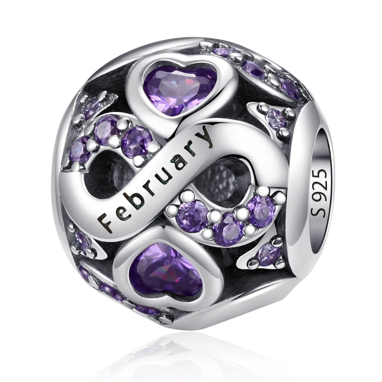 Charms di Pietra di Nascita per Braccialetti Europei Collana,Charm Compatibili Pandora,Charm Donna Argento Sterling 925 Openwork Ciondolo Regali di Compleanno per le Bead Charm da donna - immagine 1