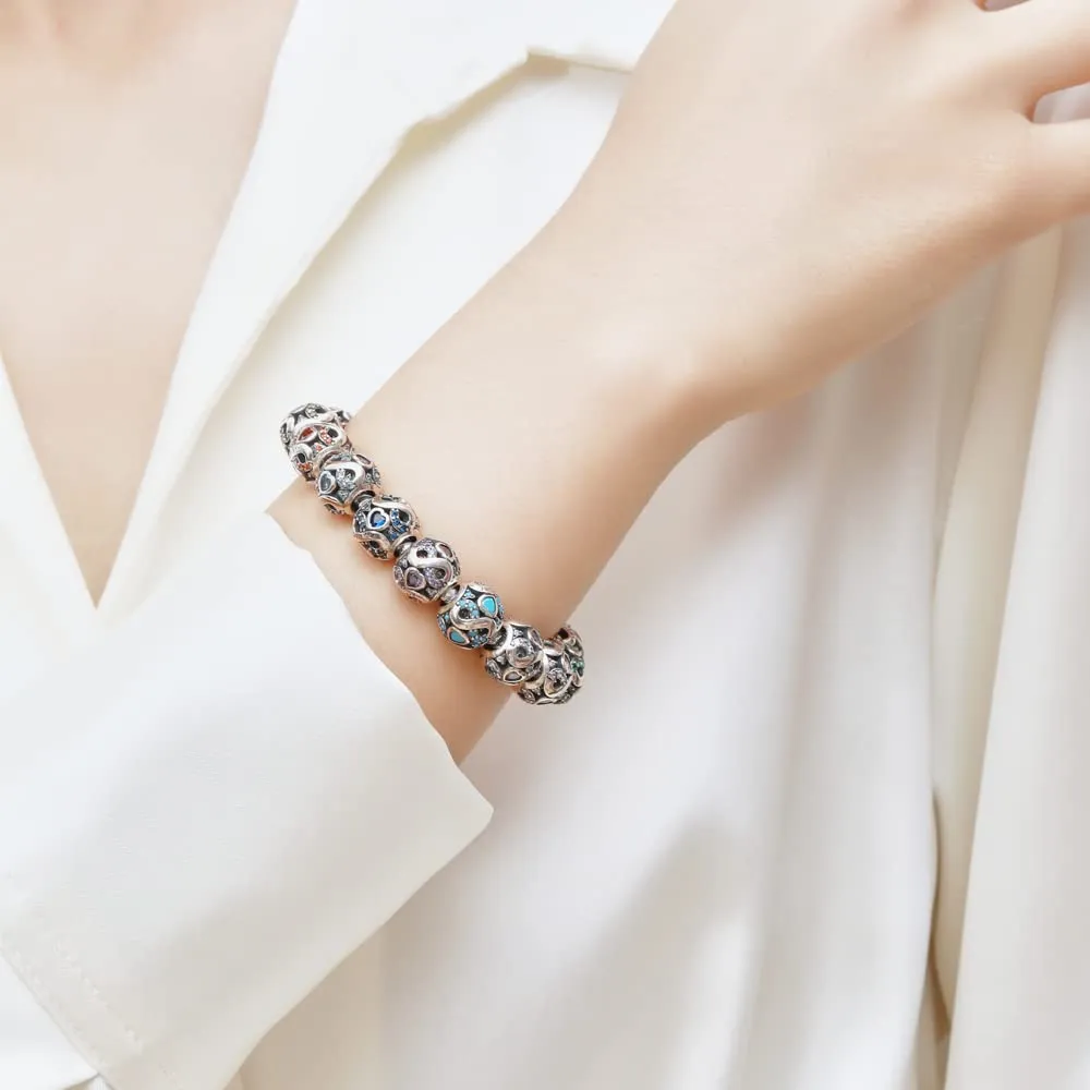 Charms di Pietra di Nascita per Braccialetti Europei Collana,Charm Compatibili Pandora,Charm Donna Argento Sterling 925 Openwork Ciondolo Regali di Compleanno per le Bead Charm da donna - immagine 3