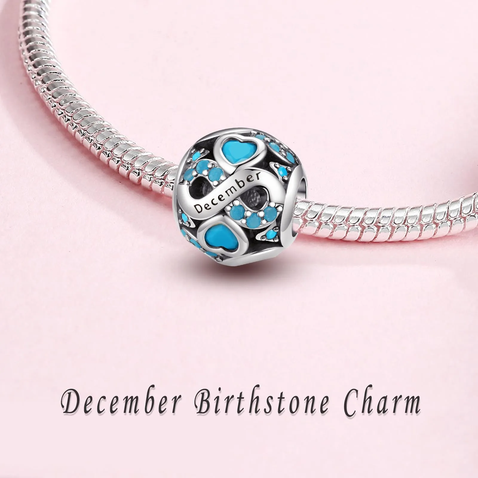 Charms di Pietra di Nascita per Braccialetti Europei Collana,Charm Compatibili Pandora,Charm Donna Argento Sterling 925 Openwork Ciondolo Regali di Compleanno per le Bead Charm da donna - immagine 2
