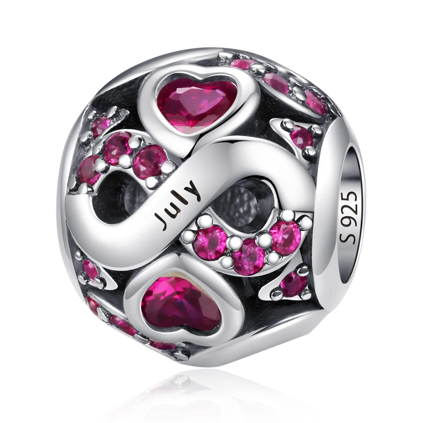 Charms di Pietra di Nascita per Braccialetti Europei Collana,Charm Compatibili Pandora,Charm Donna Argento Sterling 925 Openwork Ciondolo Regali di Compleanno per le Bead Charm da donna - immagine 1