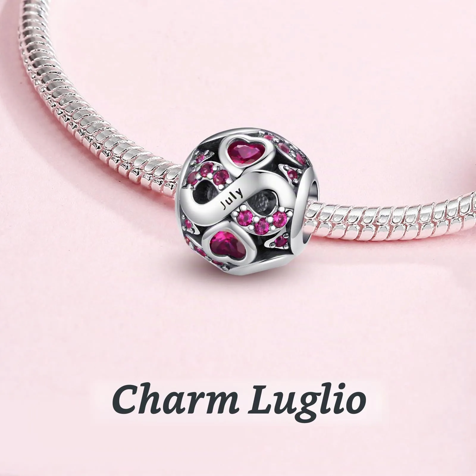 Charms di Pietra di Nascita per Braccialetti Europei Collana,Charm Compatibili Pandora,Charm Donna Argento Sterling 925 Openwork Ciondolo Regali di Compleanno per le Bead Charm da donna - immagine 2