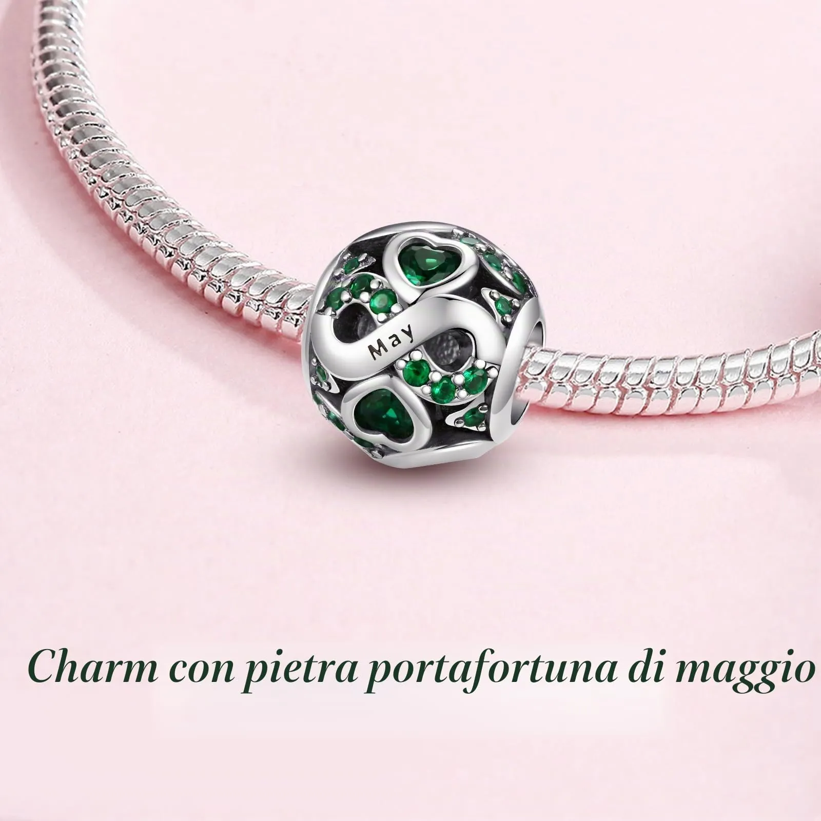 Charms di Pietra di Nascita per Braccialetti Europei Collana,Charm Compatibili Pandora,Charm Donna Argento Sterling 925 Openwork Ciondolo Regali di Compleanno per le Bead Charm da donna - immagine 3