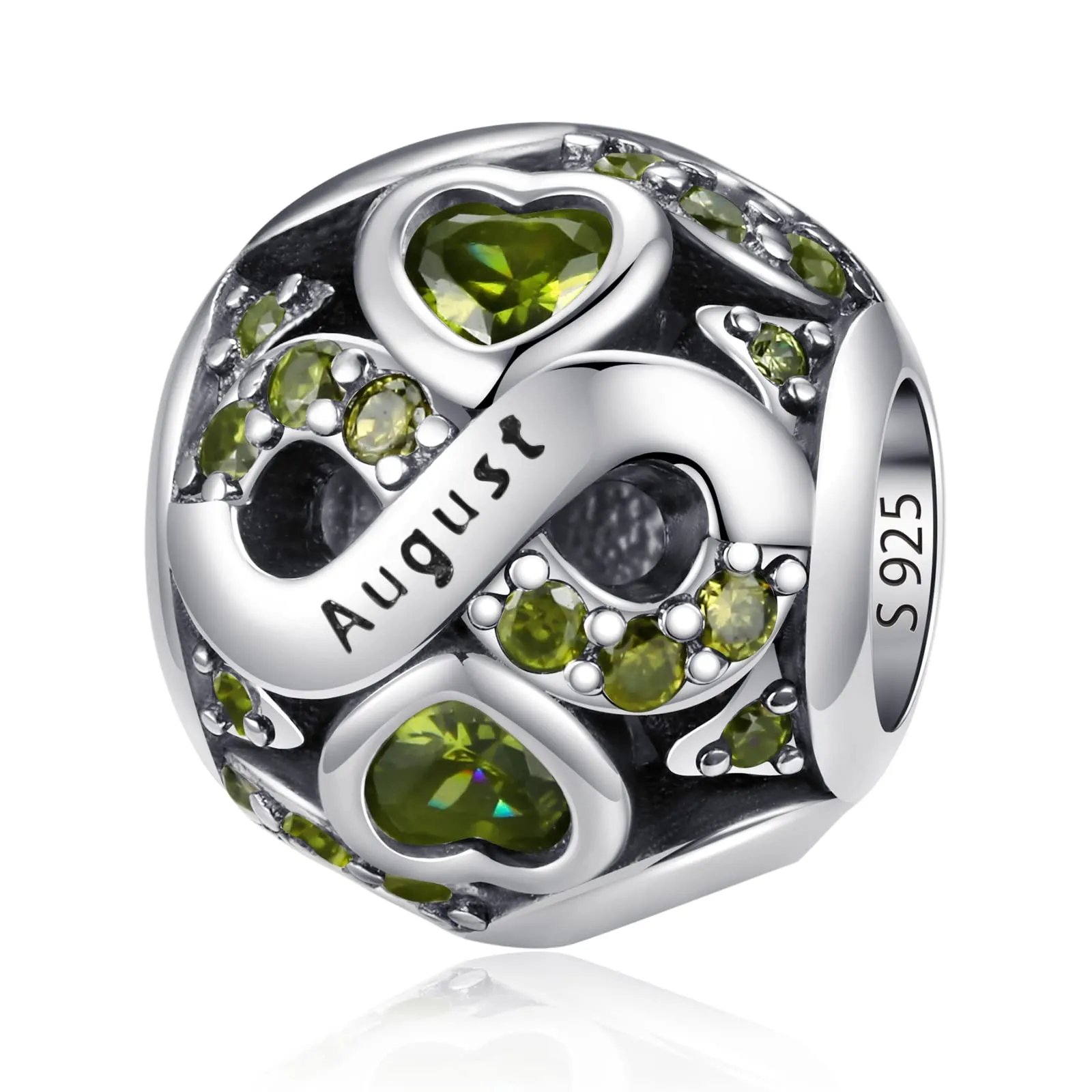 Charms di Pietra di Nascita per Braccialetti Europei Collana,Charm Compatibili Pandora,Charm Donna Argento Sterling 925 Openwork Ciondolo Regali di Compleanno per le Bead Charm da donna - immagine 1