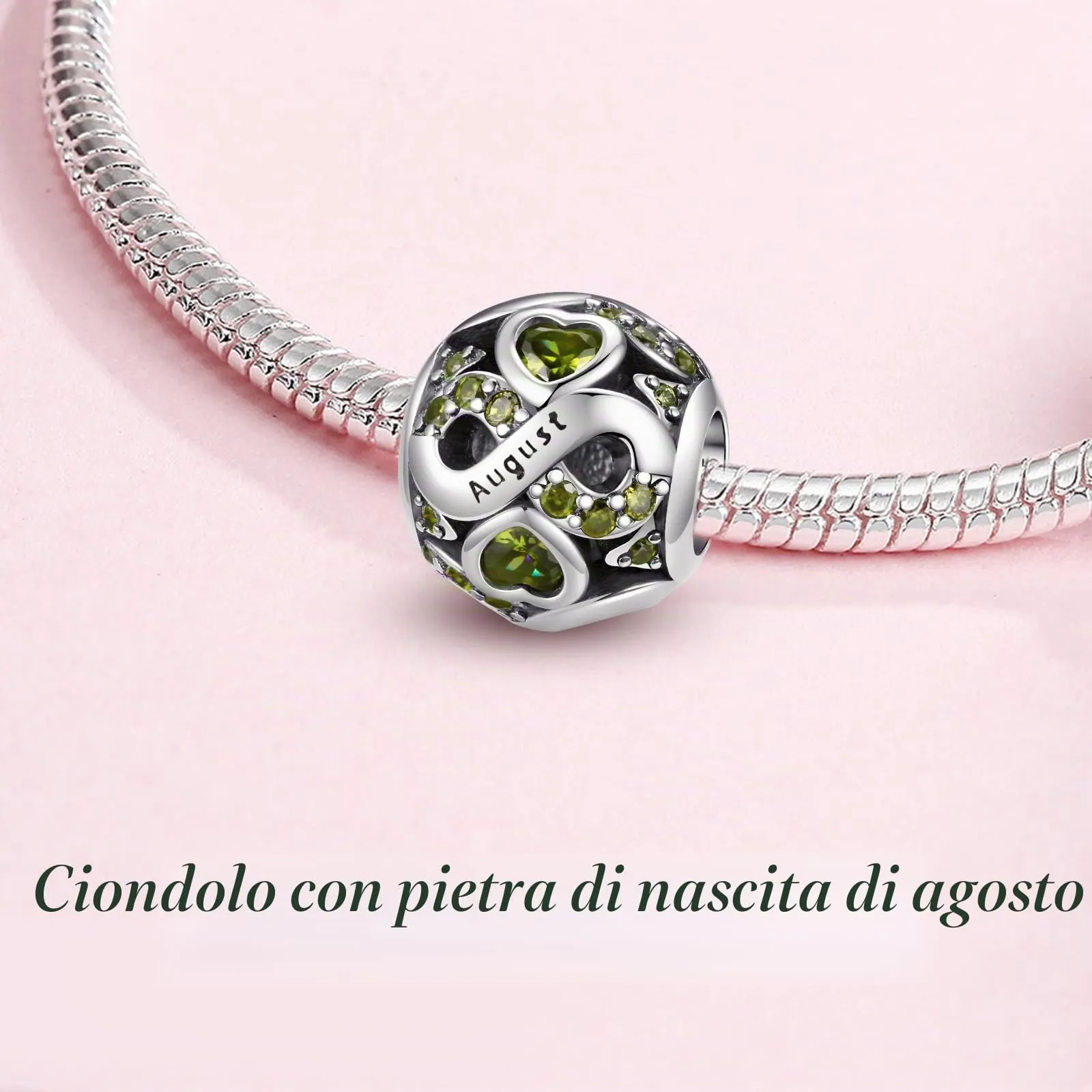 Charms di Pietra di Nascita per Braccialetti Europei Collana,Charm Compatibili Pandora,Charm Donna Argento Sterling 925 Openwork Ciondolo Regali di Compleanno per le Bead Charm da donna - immagine 3