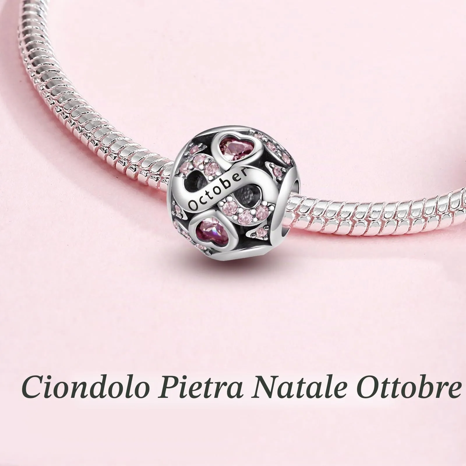 Charms di Pietra di Nascita per Braccialetti Europei Collana,Charm Compatibili Pandora,Charm Donna Argento Sterling 925 Openwork Ciondolo Regali di Compleanno per le Bead Charm da donna - immagine 2