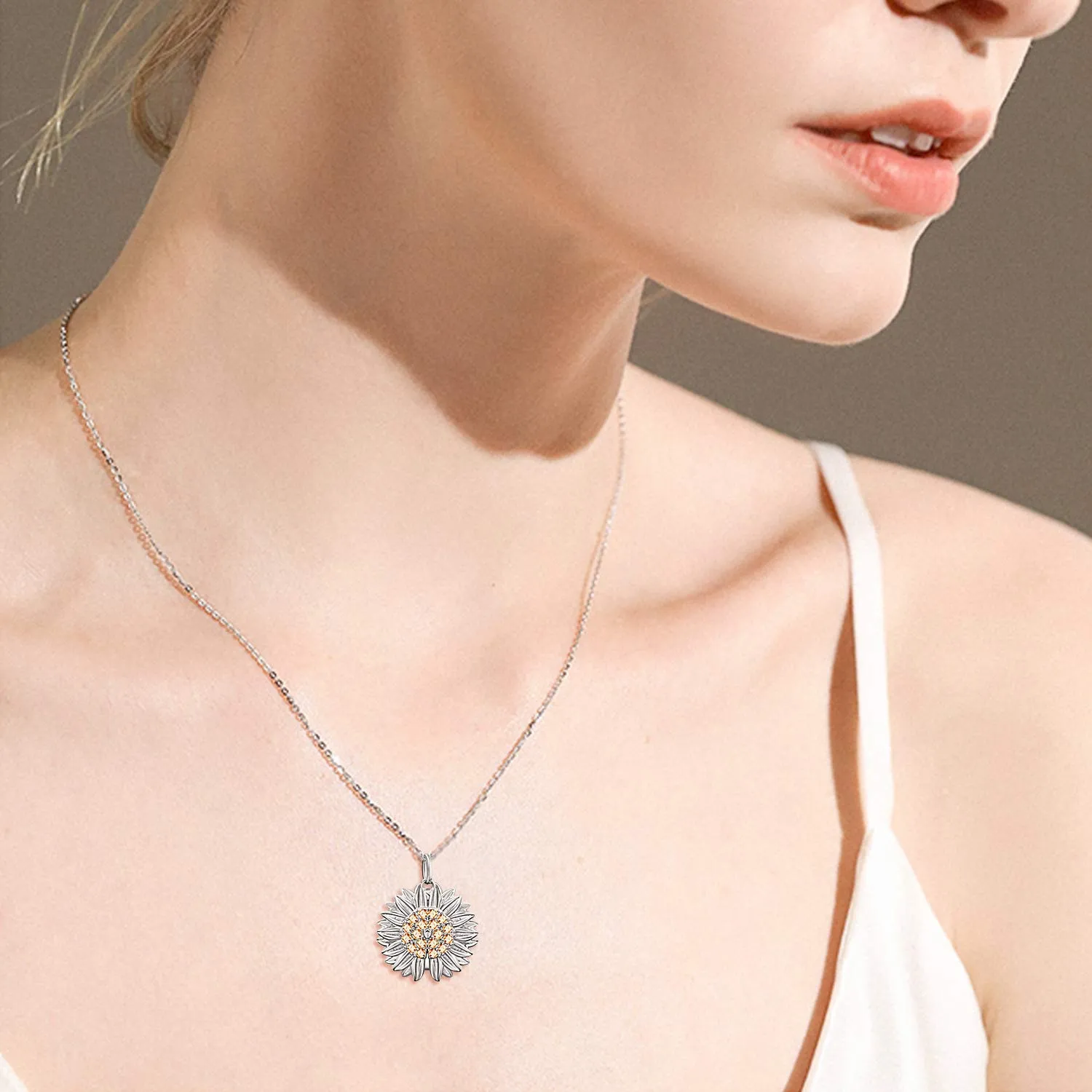 CUPENDA Sei il mio sole Collana con ciondolo a forma di girasole in argento Sterling con messaggio nascosto Gioielli regalo per donne e ragazze - immagine 2