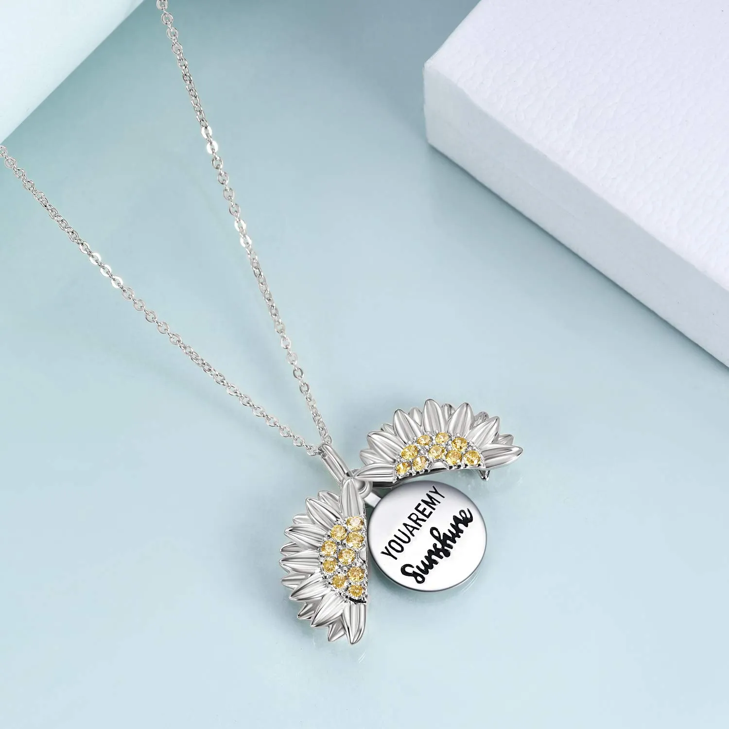 CUPENDA Sei il mio sole Collana con ciondolo a forma di girasole in argento Sterling con messaggio nascosto Gioielli regalo per donne e ragazze - immagine 3