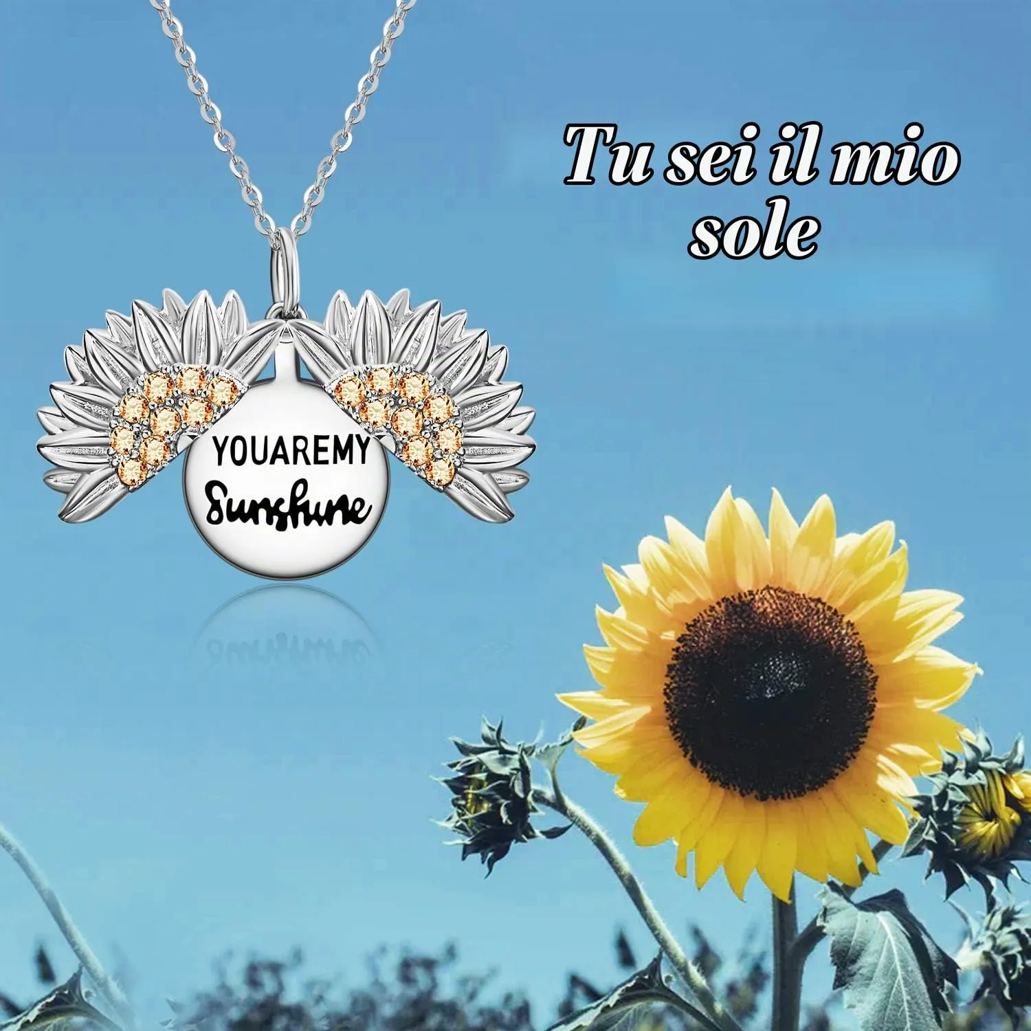 CUPENDA Sei il mio sole Collana con ciondolo a forma di girasole in argento Sterling con messaggio nascosto Gioielli regalo per donne e ragazze - immagine 6