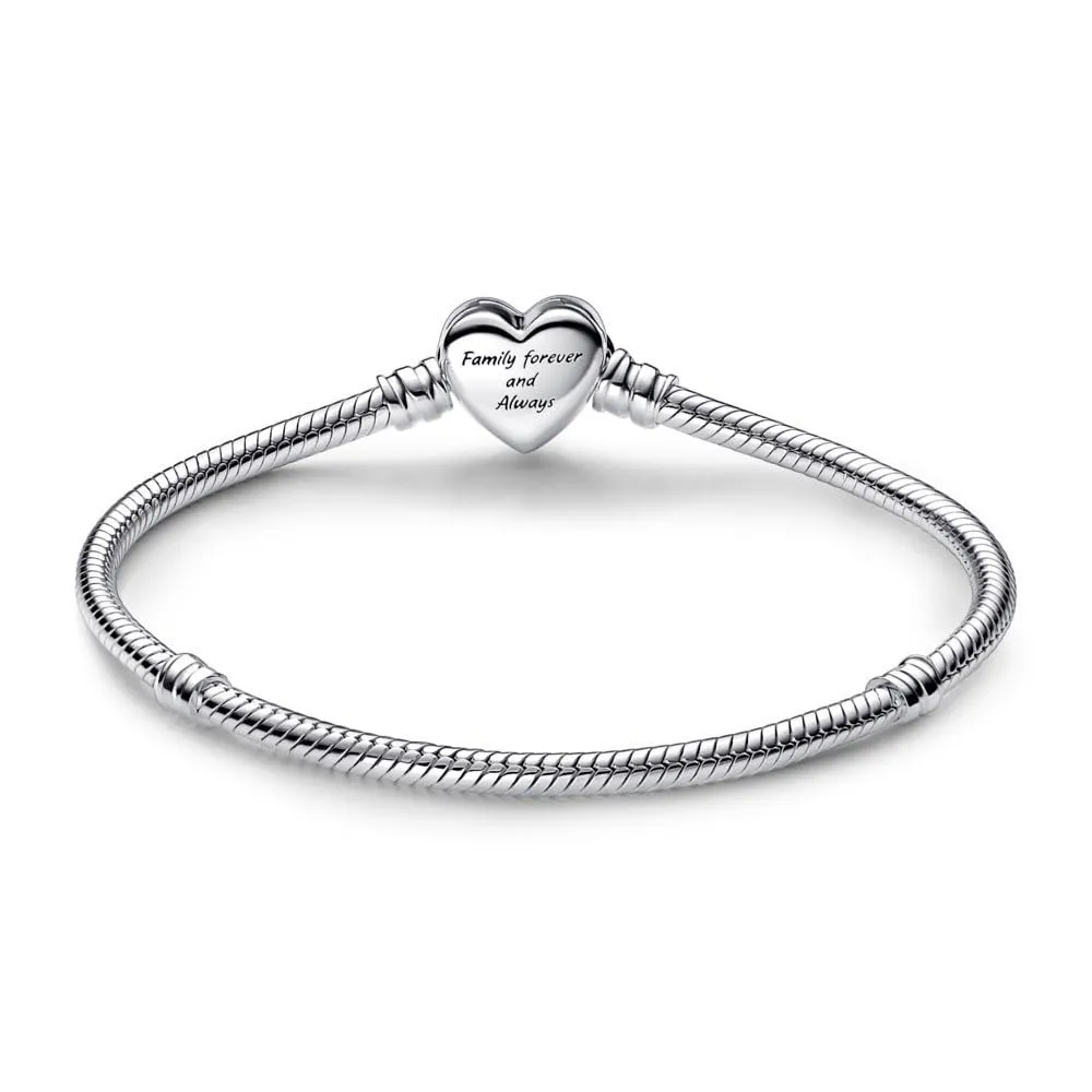PANDORA Bracciale Moments in maglia snake in argento Sterling con chiusura a forma di cuore con simbolo dell'infinito con zirconi cubici trasparenti, 21 - immagine 8