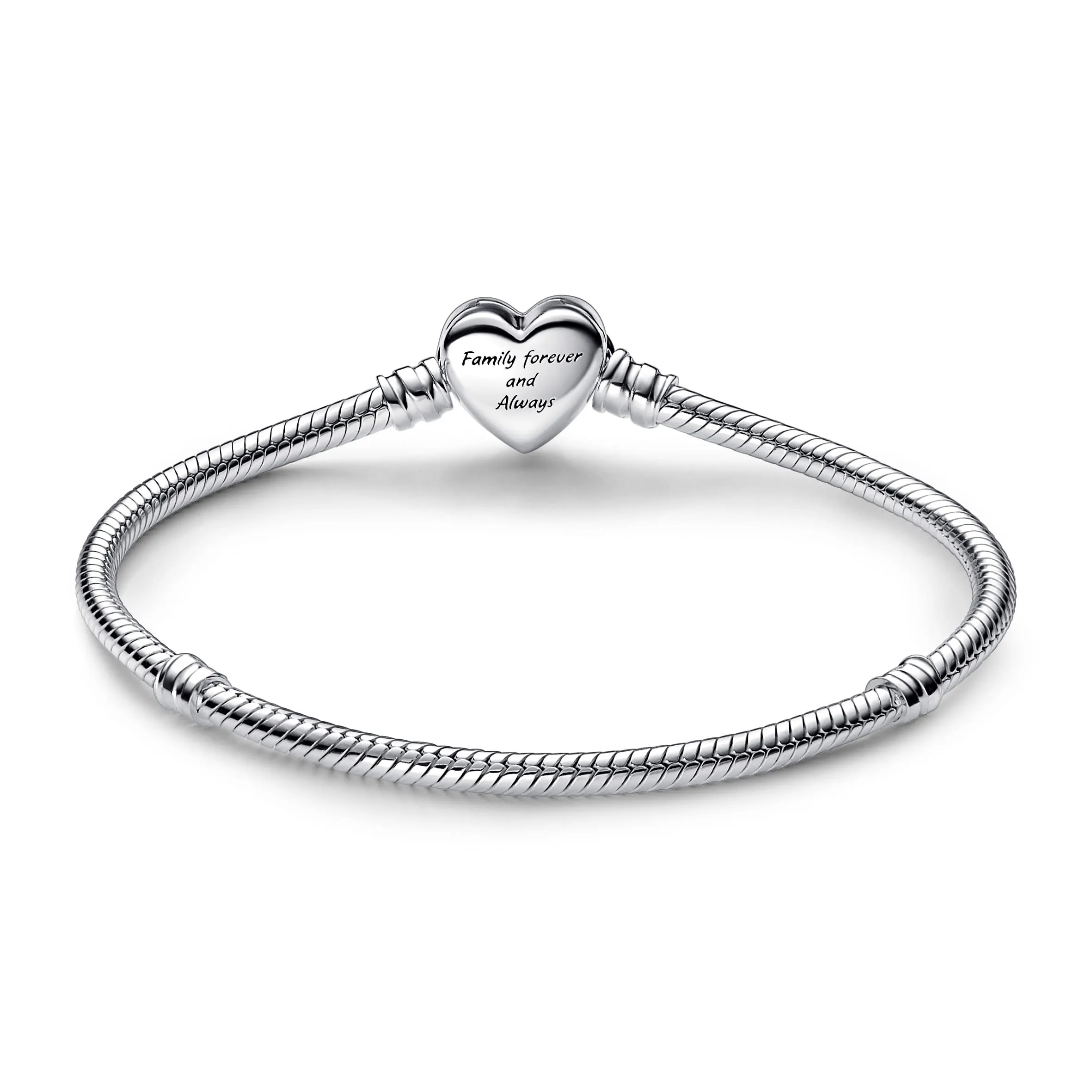 PANDORA Bracciale Moments in maglia snake in argento Sterling con chiusura a forma di cuore con simbolo dell'infinito con zirconi cubici trasparenti, 17 - immagine 4
