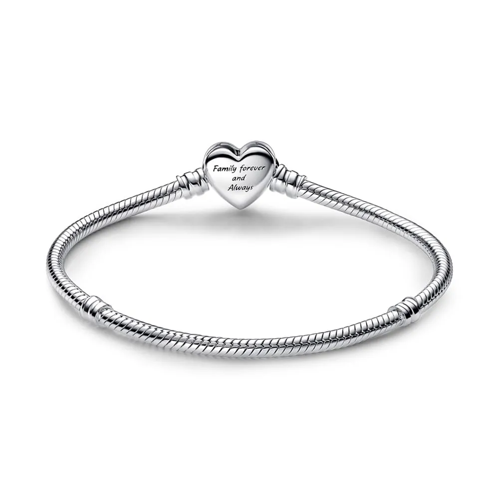 PANDORA Bracciale Moments in maglia snake in argento Sterling con chiusura a forma di cuore con simbolo dell'infinito con zirconi cubici trasparenti, 18 - immagine 3