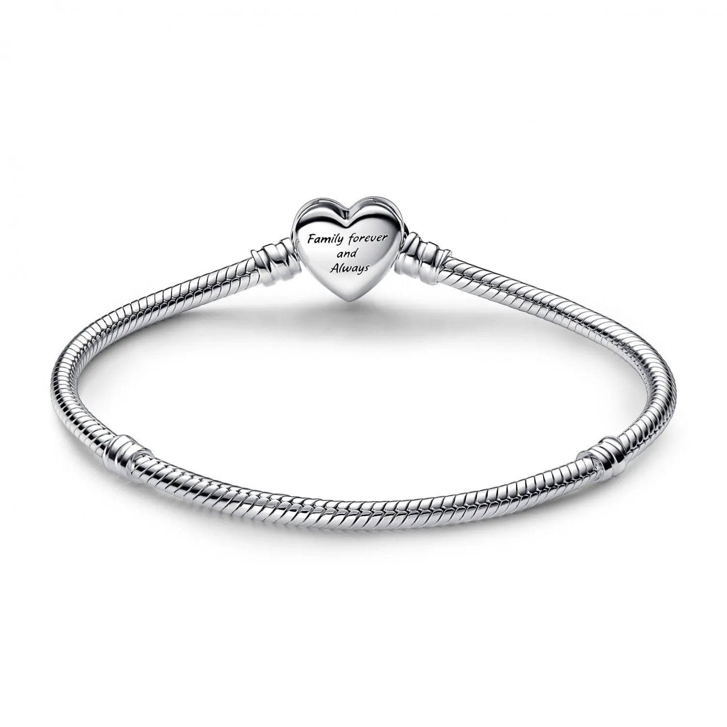 PANDORA Bracciale Moments in maglia snake in argento Sterling con chiusura a forma di cuore con simbolo dell'infinito con zirconi cubici trasparenti, 18 - immagine 4