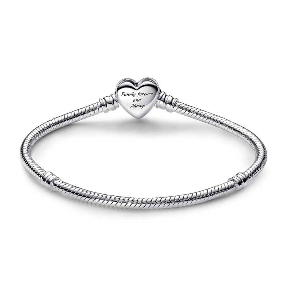 PANDORA Bracciale Moments in maglia snake in argento Sterling con chiusura a forma di cuore con simbolo dell'infinito con zirconi cubici trasparenti, 23 - immagine 3