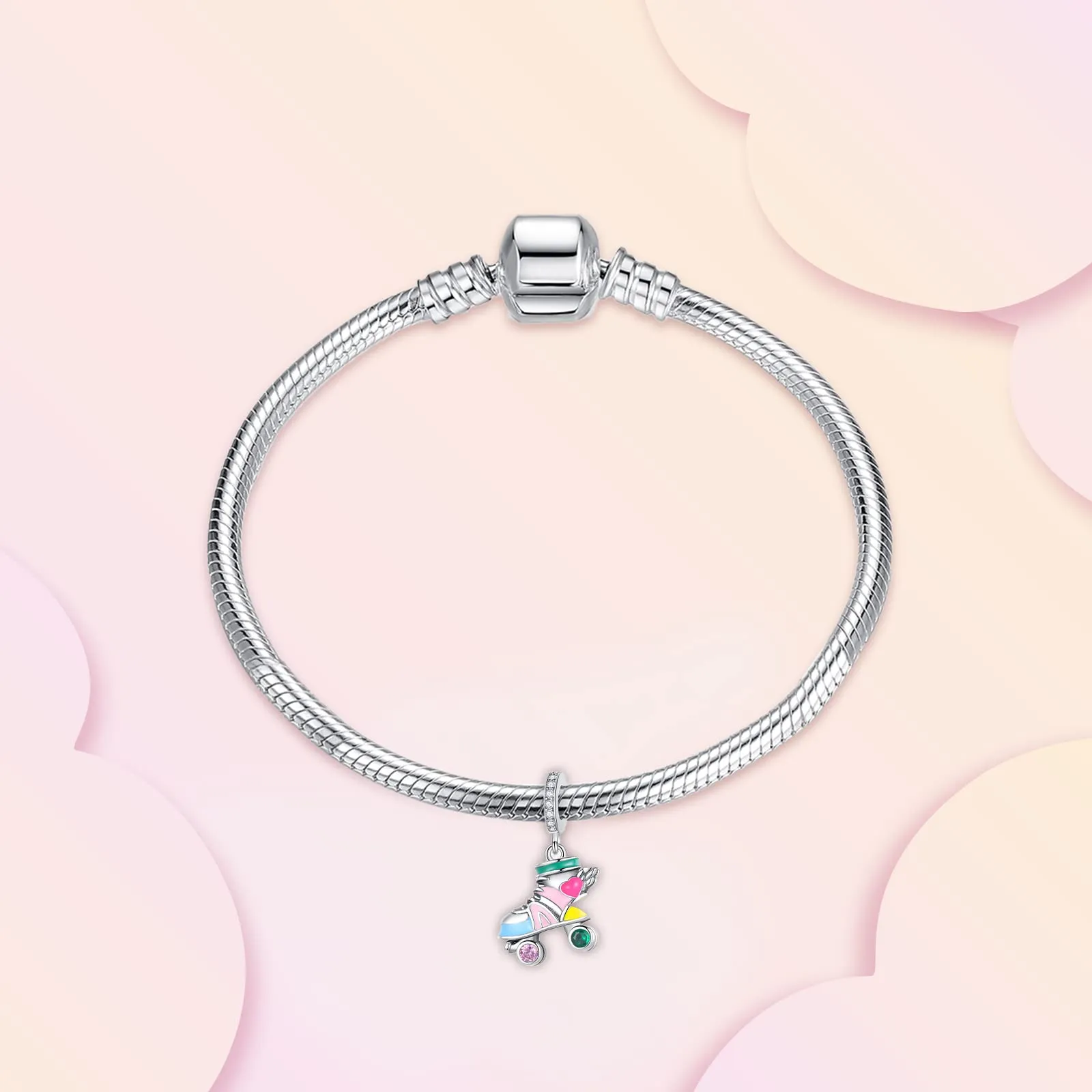 Annmors Ciondolo in Argento Sterling 925 Charm Bead Compatibilcon Braccial Collan Roller Skates Perlincon zirconi cubici per NatalSan Valentino festa della mamma ciondoli regalo per donnragazze - immagine 2