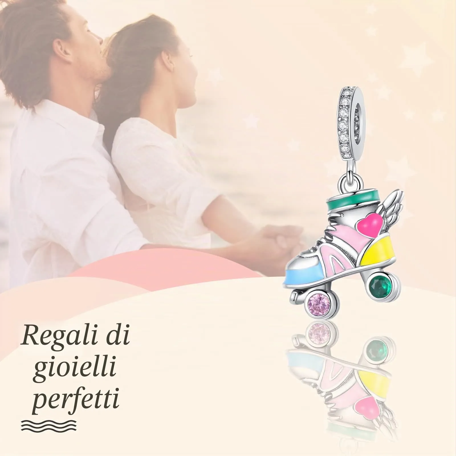 Annmors Ciondolo in Argento Sterling 925 Charm Bead Compatibilcon Braccial Collan Roller Skates Perlincon zirconi cubici per NatalSan Valentino festa della mamma ciondoli regalo per donnragazze - immagine 3