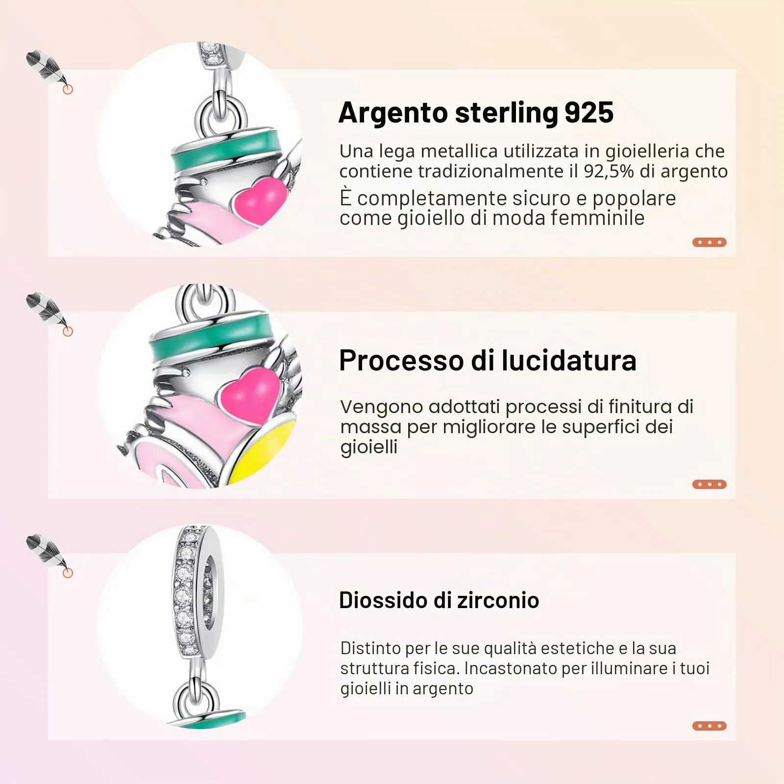 Annmors Ciondolo in Argento Sterling 925 Charm Bead Compatibilcon Braccial Collan Roller Skates Perlincon zirconi cubici per NatalSan Valentino festa della mamma ciondoli regalo per donnragazze - immagine 4