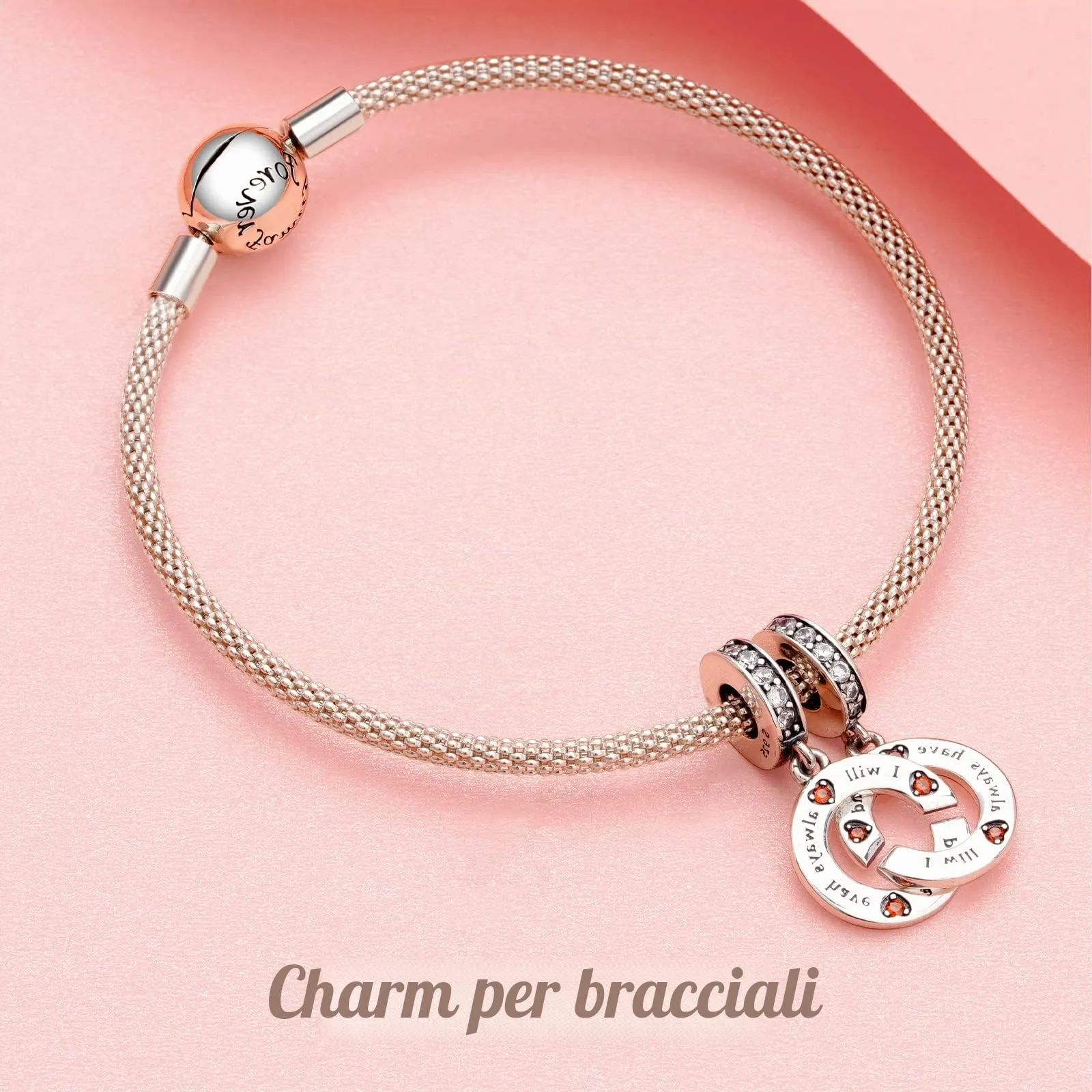 Annmors Ciondolo in Argento Sterling 925 Charm Bead Circle Best Friends con Zirconia Cubica,Compatibile con Bracciale e Collane Europei,per la festa della mamma,compleanno,regalo di Natale - immagine 3