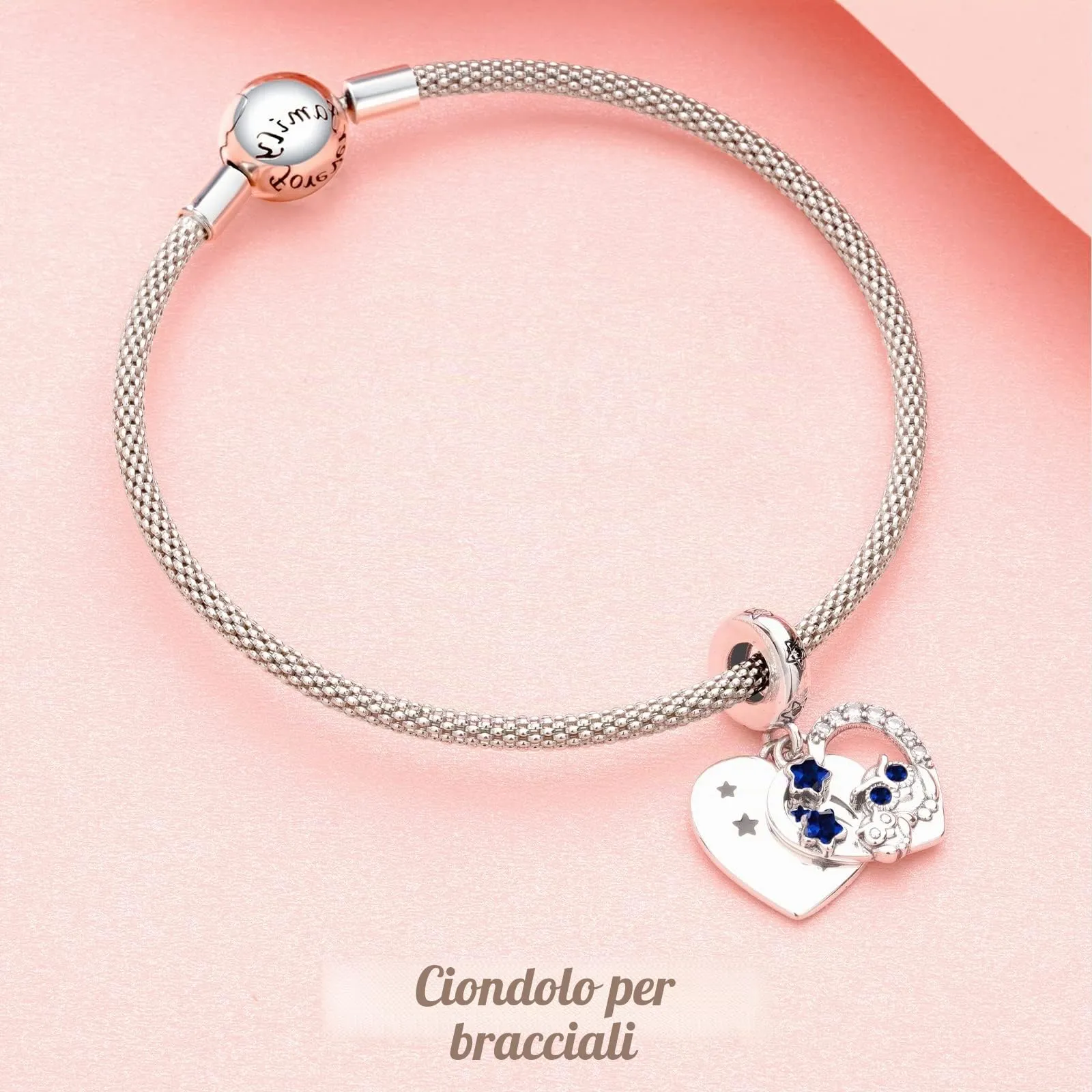 Annmors Ciondolo in Argento Sterling 925 Charm Bead Mother Owl Love Star con Zirconia Cubica,Compatibile con Bracciale e Collane Europei,per la festa della mamma,compleanno,regalo di Natale - immagine 3