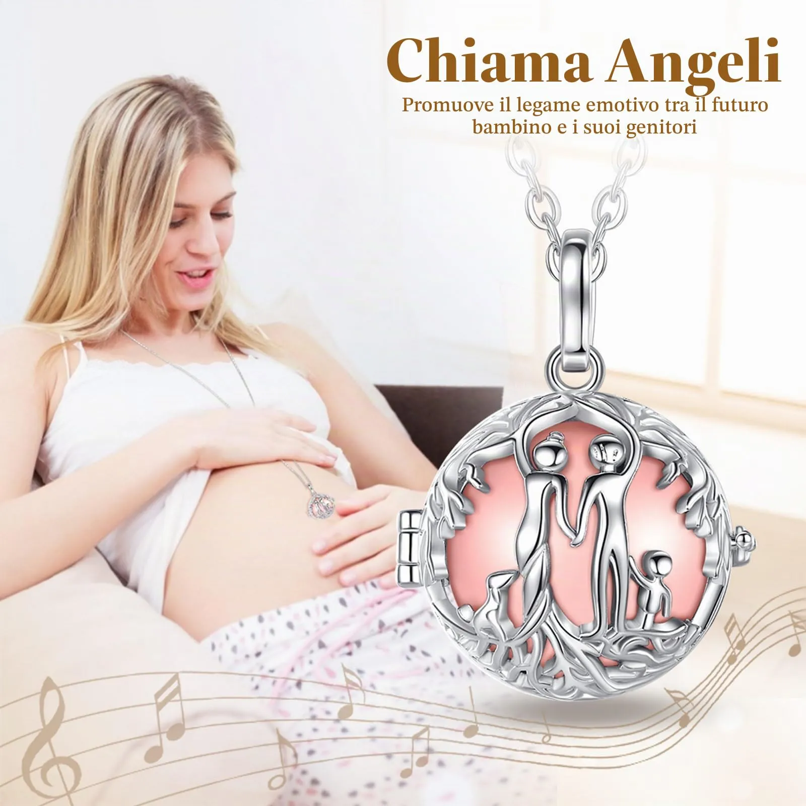 CELESTIA Collana Chiama Angeli Gravidanza Albero Della Vita Ciondolo Richiamo Degli Angeli Gravidanza Collane Lunghe Donna Regali Per Donne Incinte - immagine 5