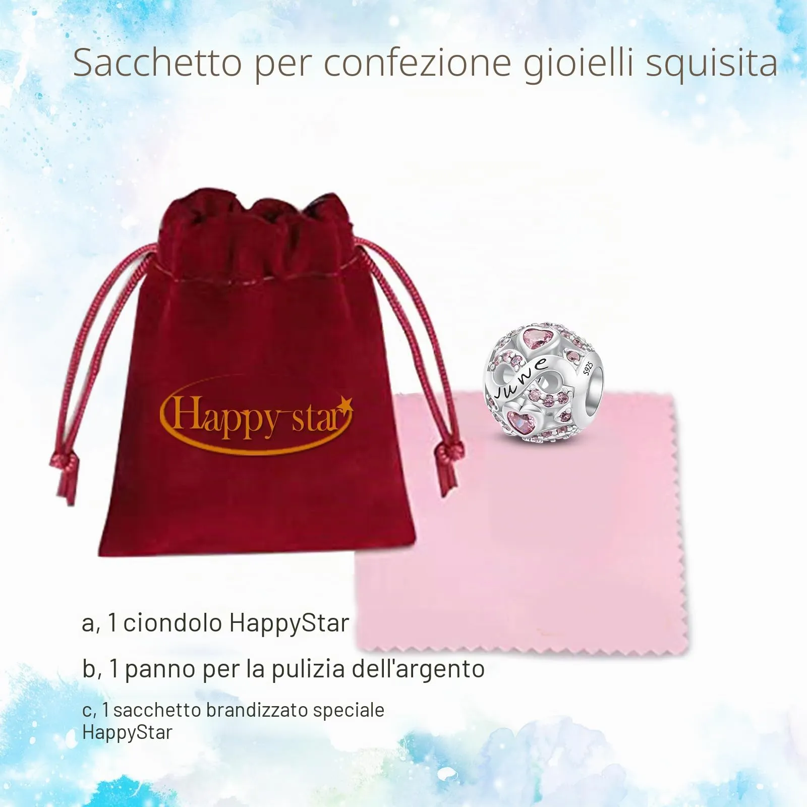 Charms di Pietra di Nascita per Braccialetti Europei Collana,Charm Compatibili Pandora,Charm Donna Argento Sterling 925 Openwork Ciondolo Regali di Compleanno per le Bead Charm da donna - immagine 5