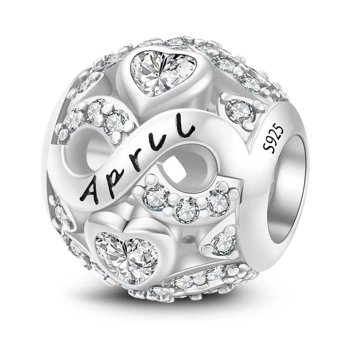 Charms di Pietra di Nascita per Braccialetti Europei Collana,Charm Compatibili Pandora,Charm Donna Argento Sterling 925 Openwork Ciondolo Regali di Compleanno per le Bead Charm da donna - immagine 1