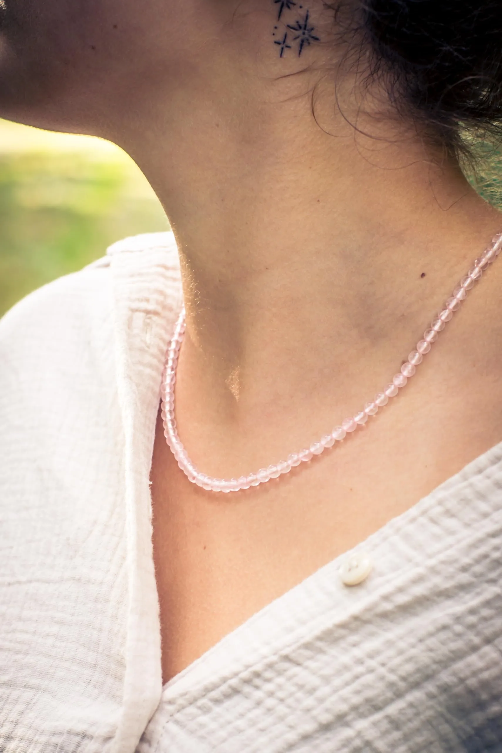 Collana con perline in pietra preziosa + chiusura in argento 925 4 mm - immagine 2