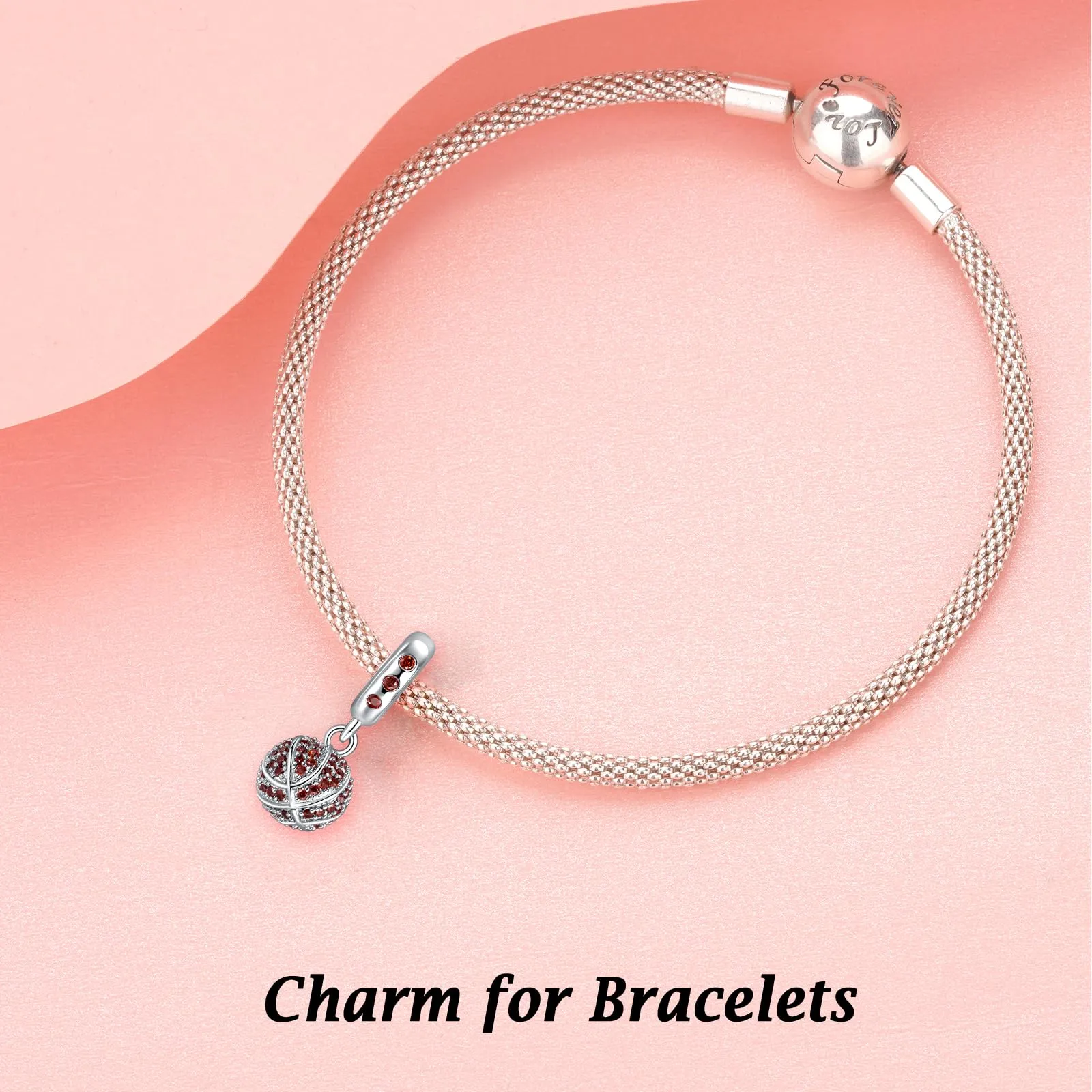 Annmors Ciondolo Argento Sterling 925 Charm Bead Compatibile Bracciale e Collane Europei Red Beach Volleyball Perline zirconi 5A Natale,San Valentino,festa della mamma,ciondoli regalo donne e ragazze - immagine 3