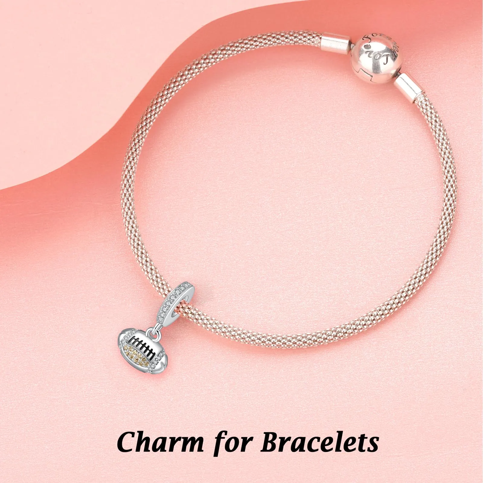 Annmors Ciondolo Argento Sterling 925 Charm Bead Compatibile Bracciale e Collane Europei Silver Baseball Perline zirconi 5A Natale,San Valentino,festa della mamma,ciondoli regalo per donne e ragazze - immagine 3