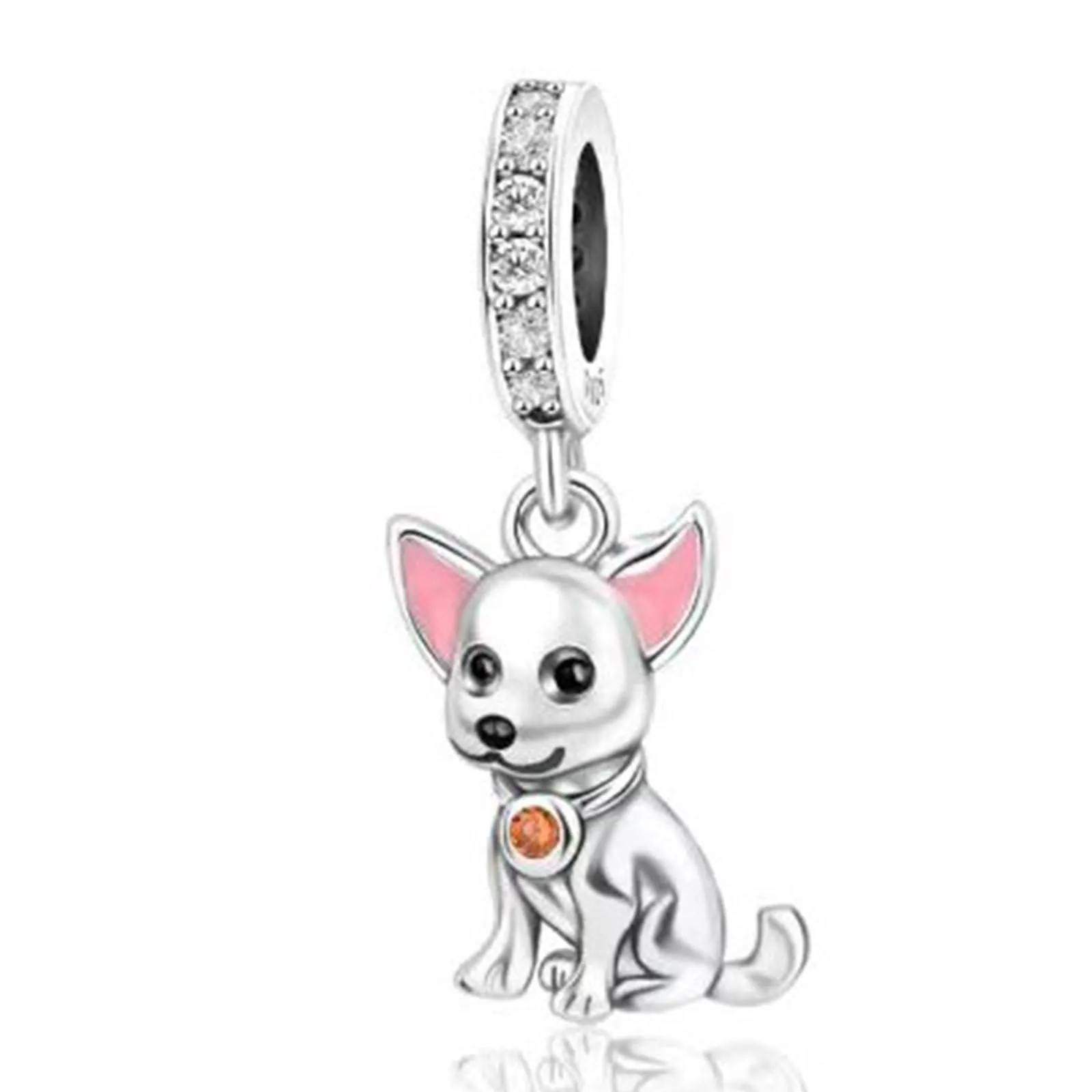 Annmors Rosa S925 Charms Clip Stopper Catena di sicurezza Famiglia Amica Animali Compleanno Cuore Oro Rosa Ciondolo per Donna Bracciale Collana, Argento, Zirconia cubica - immagine 1