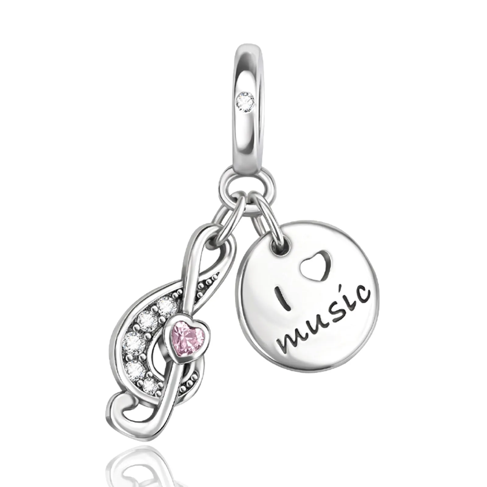 Annmors Donna Ciondolo Pendente Musica, Nota Musicale Argento 925 Colgantes con Zirconia cubica per Charms Bracciale - immagine 1