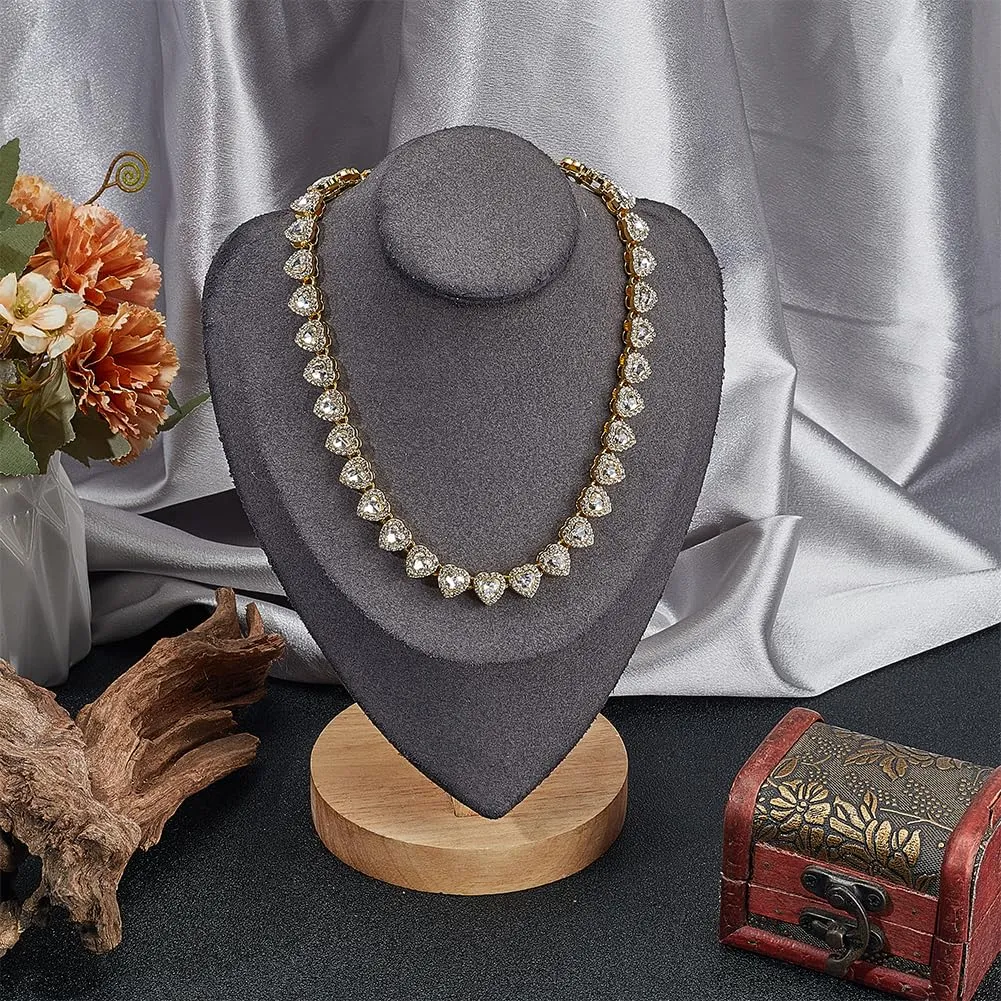 SOFPLATE 1 scatola Da 15.83 pollici/40.2cm Collana Da Tennis con Strass In Oro Zirconi Cubici Catena Da Tennis A Forma di Cuore Vetro Diamante Lega Lucida Collana Decorativa A Strati Ghiacciata per Fe - immagine 3