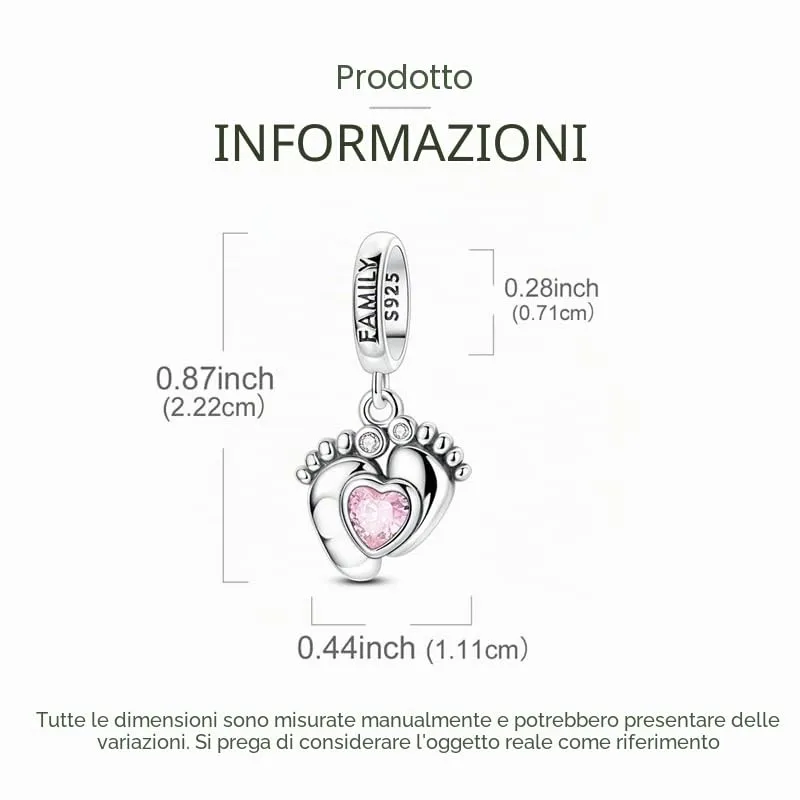 SOUTHPLUS Ciondoli Argento Sterling 925 con Cubic Zirconia Pendenti,Charms per Bracciali,con Braccialetti e Collane Europei, Perfetto Regali per Moglie e Ragazze (Impronta Neonato) - immagine 4