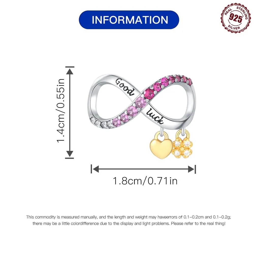 SOUTHPLUS Ciondoli Argento Sterling 925 con Cubic Zirconia Pendenti,Charms per Bracciali,con Braccialetti e Collane Europei, Perfetto Regali per Moglie e Ragazze (Eternal Happiness) - immagine 3